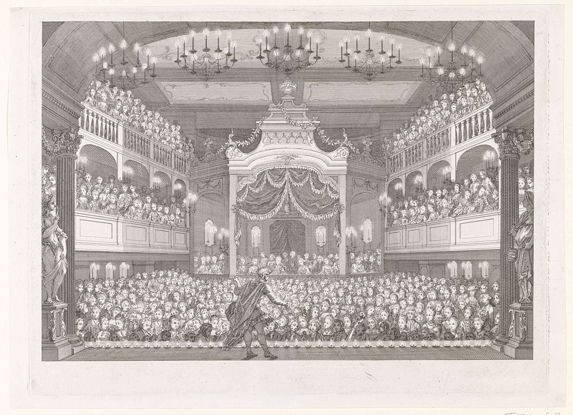 Vorstelijke loge in de Amsterdamse Schouwburg voor het prinselijk paar, 1768 by Simon Fokke
