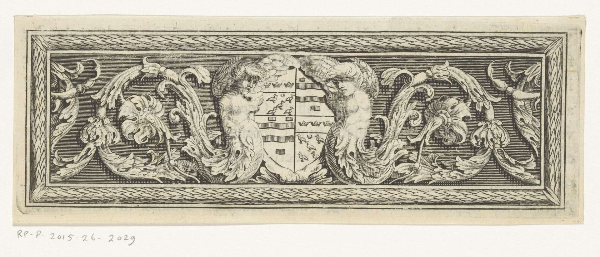 Wapenschild met putti by Michael Burghers