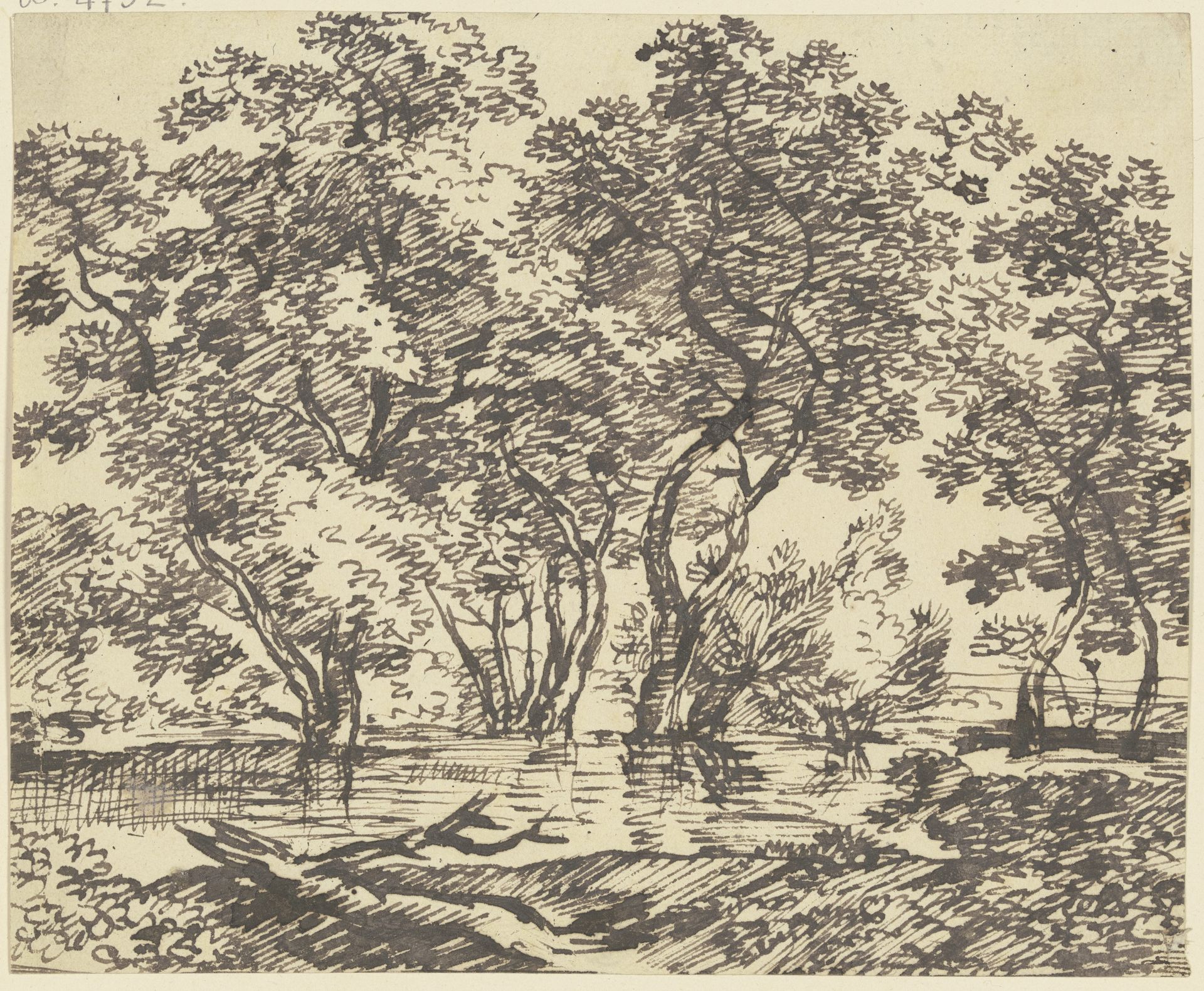 Trees by a body of water by Franz Kobell