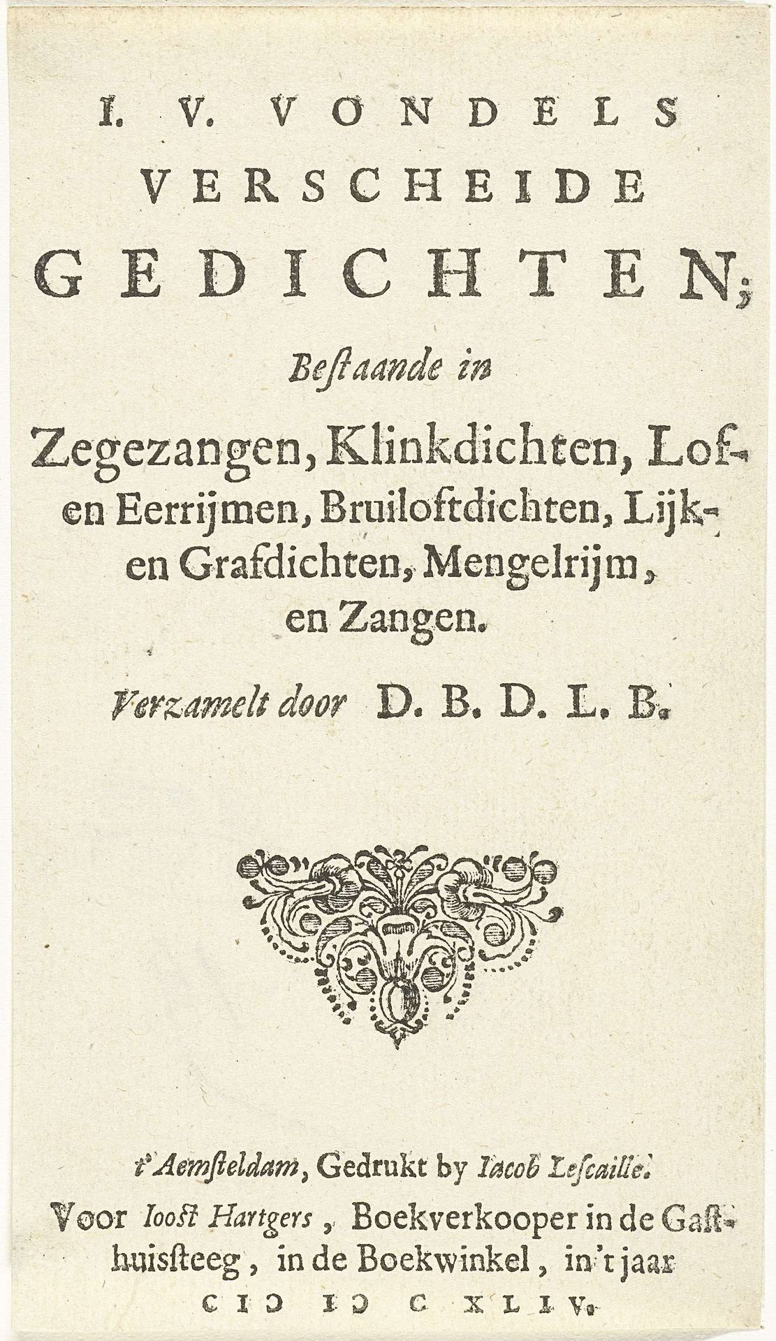 Titel en titelvignet met bloem ornamenten by Cornelis van Dalen I