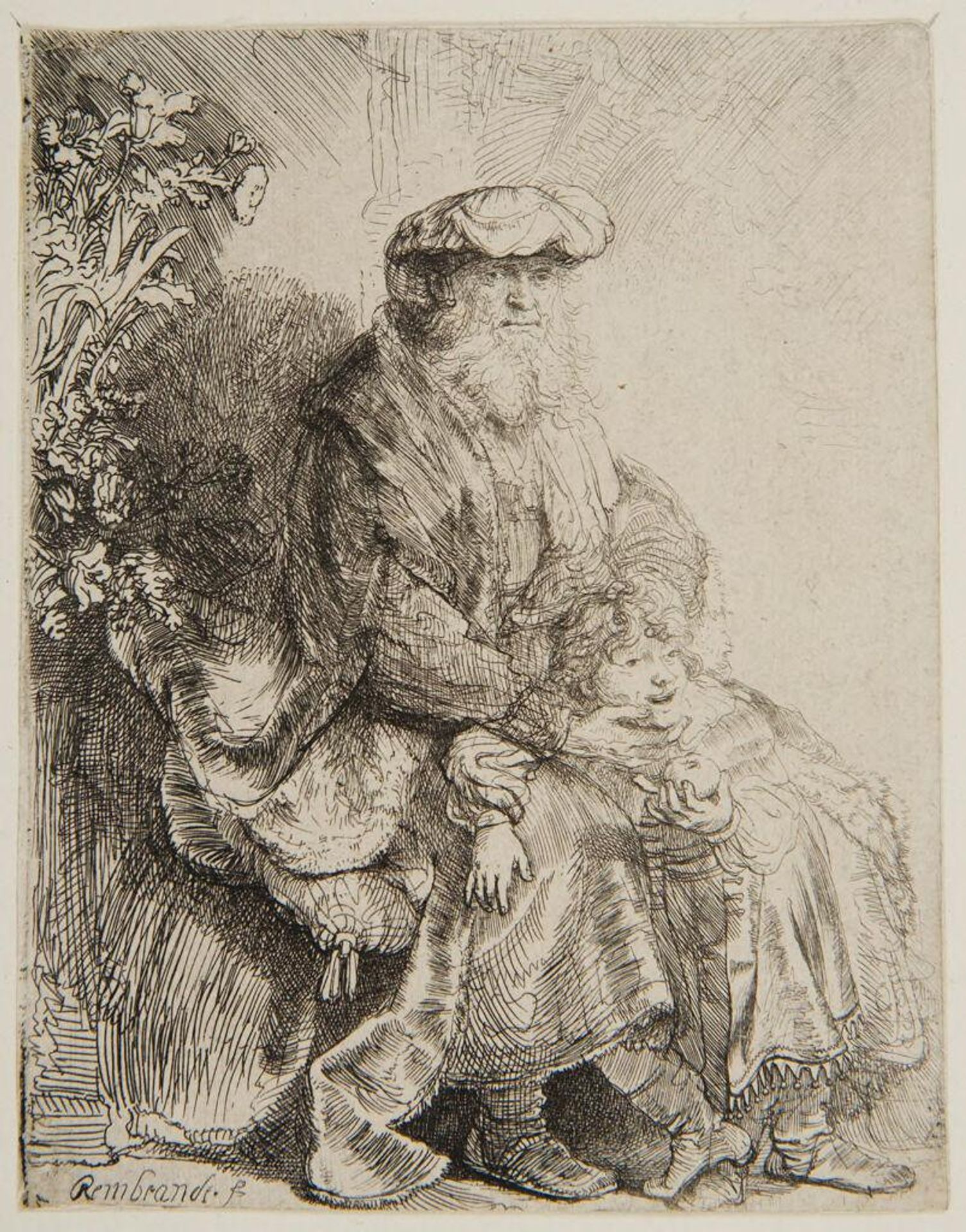 Abraham Caressing Isaac by Rembrandt van Rijn
