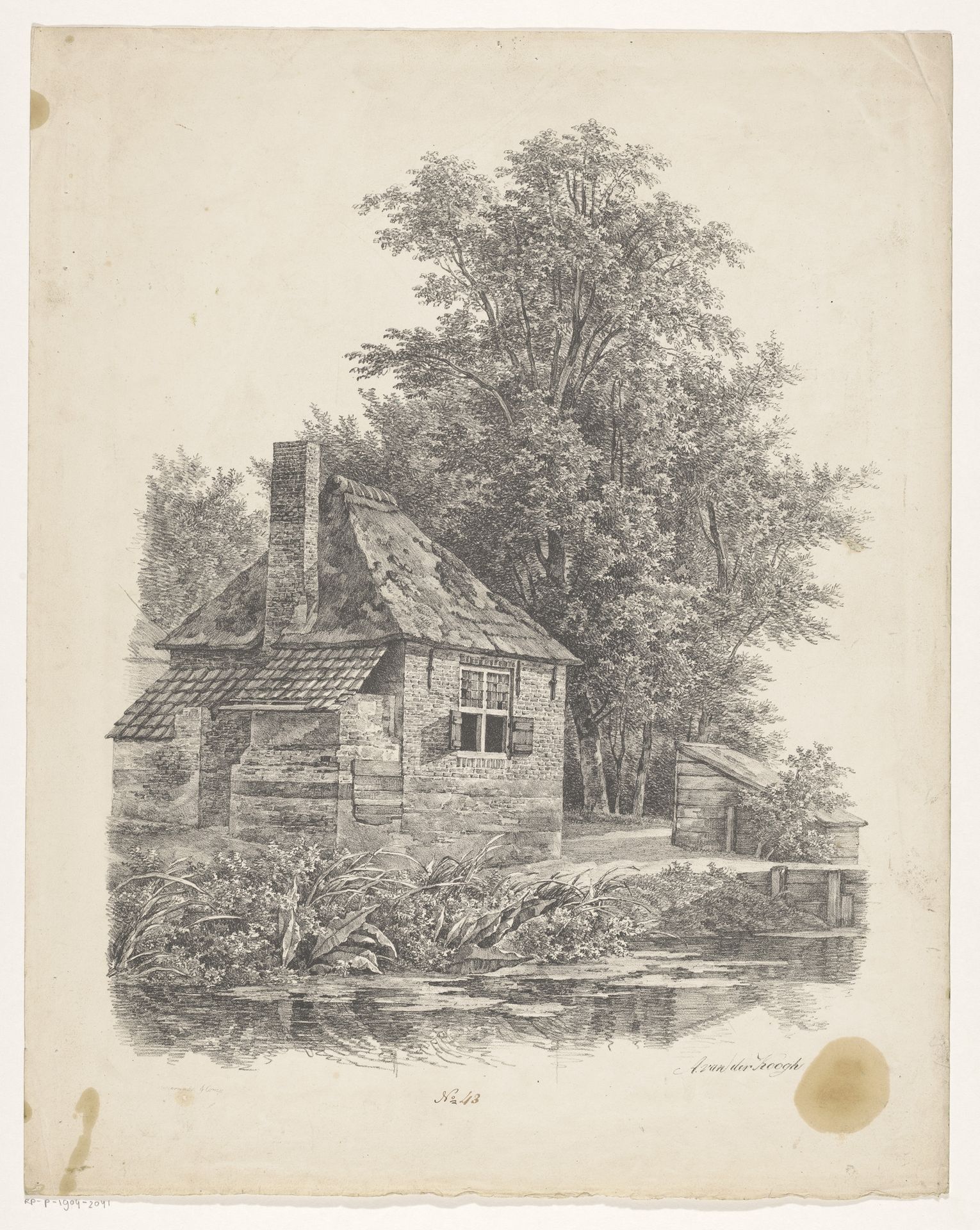 Stenen huis aan het water by Adrianus van der Koogh