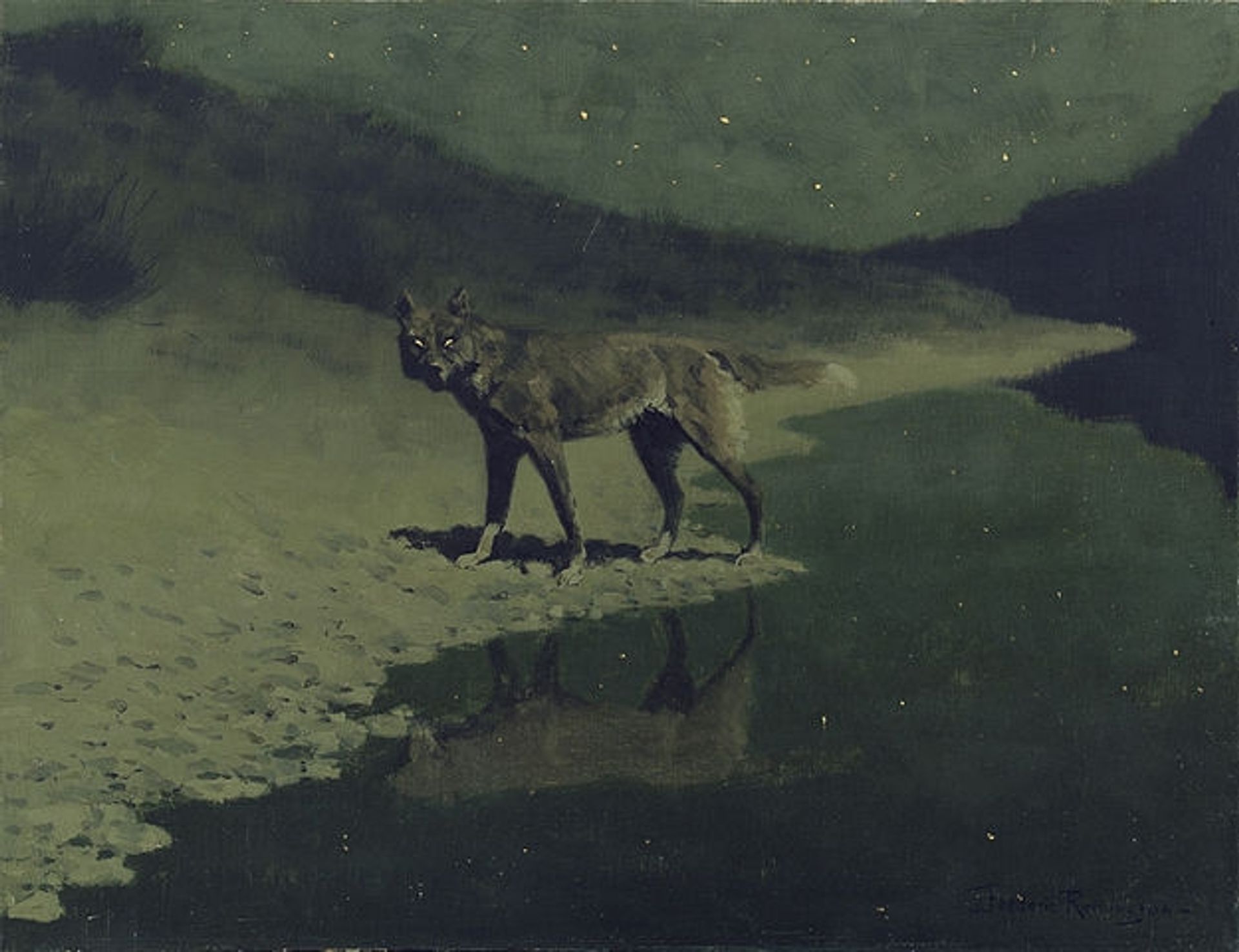 Moonlight. Wolf by Frederic Remington