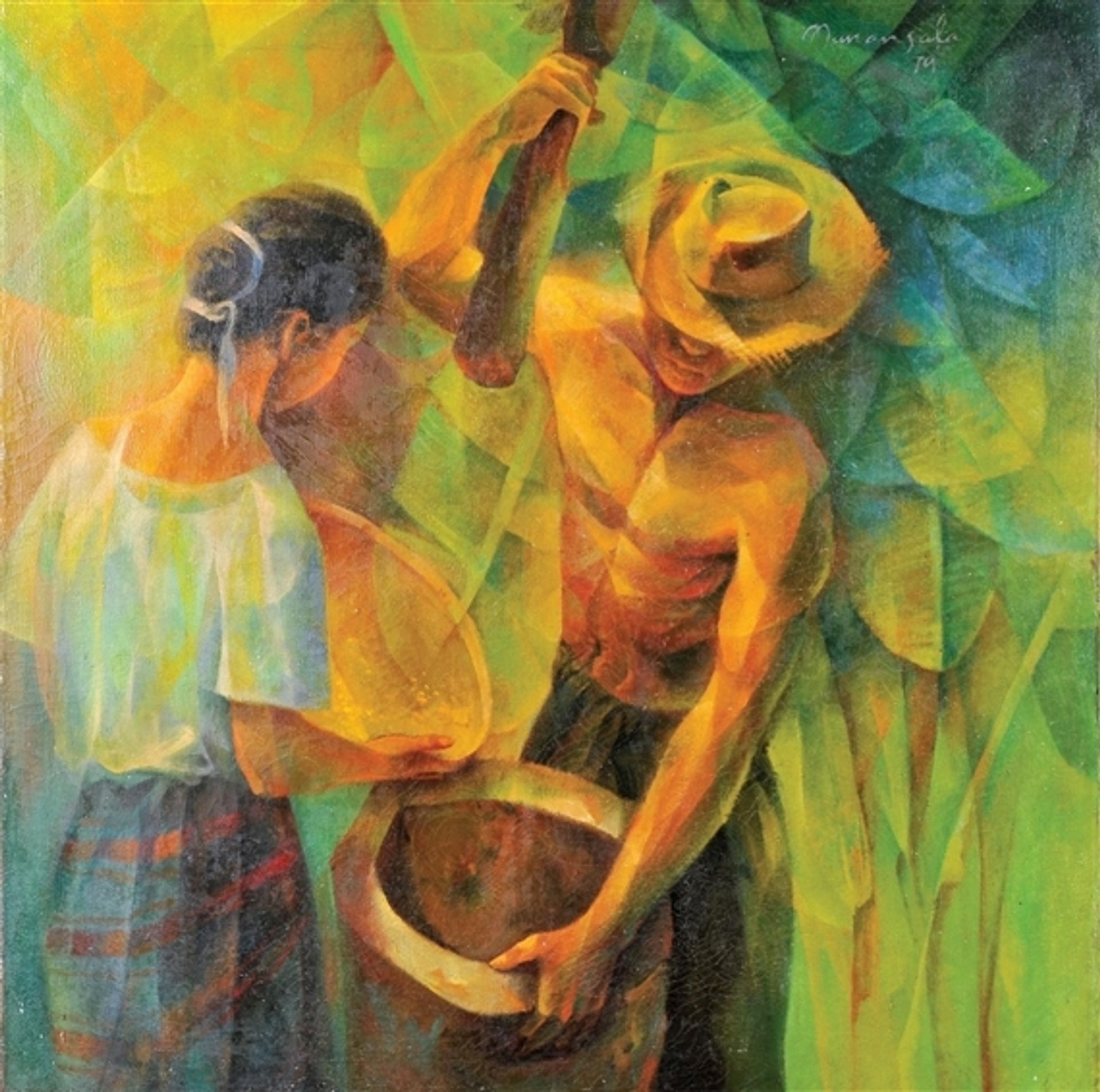 Ang Magbabayo (Pounding Rice) by Vicente Manansala