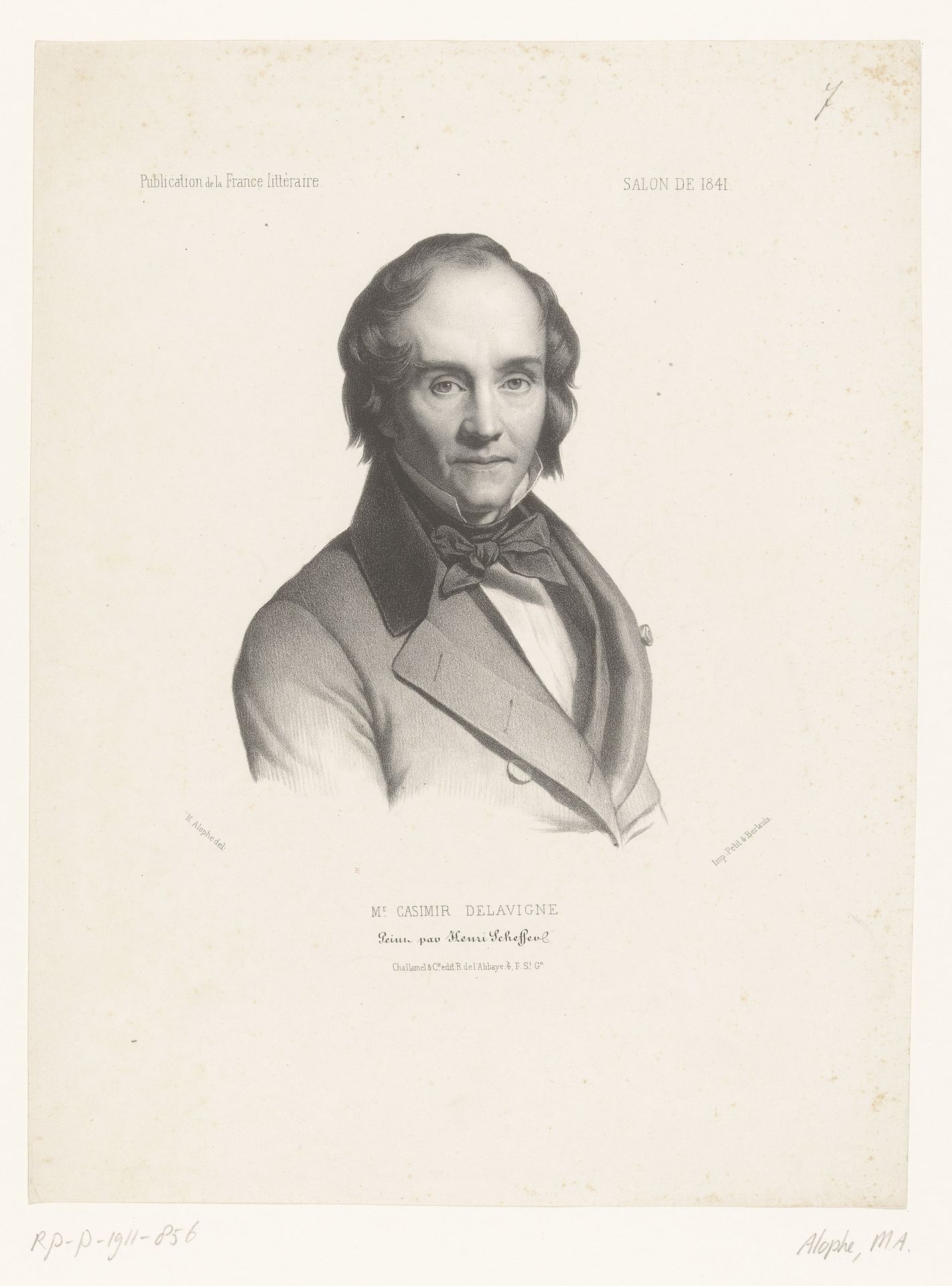 Portret van de dichter Casimir Delavigne by Marie-Alexandre Alophe