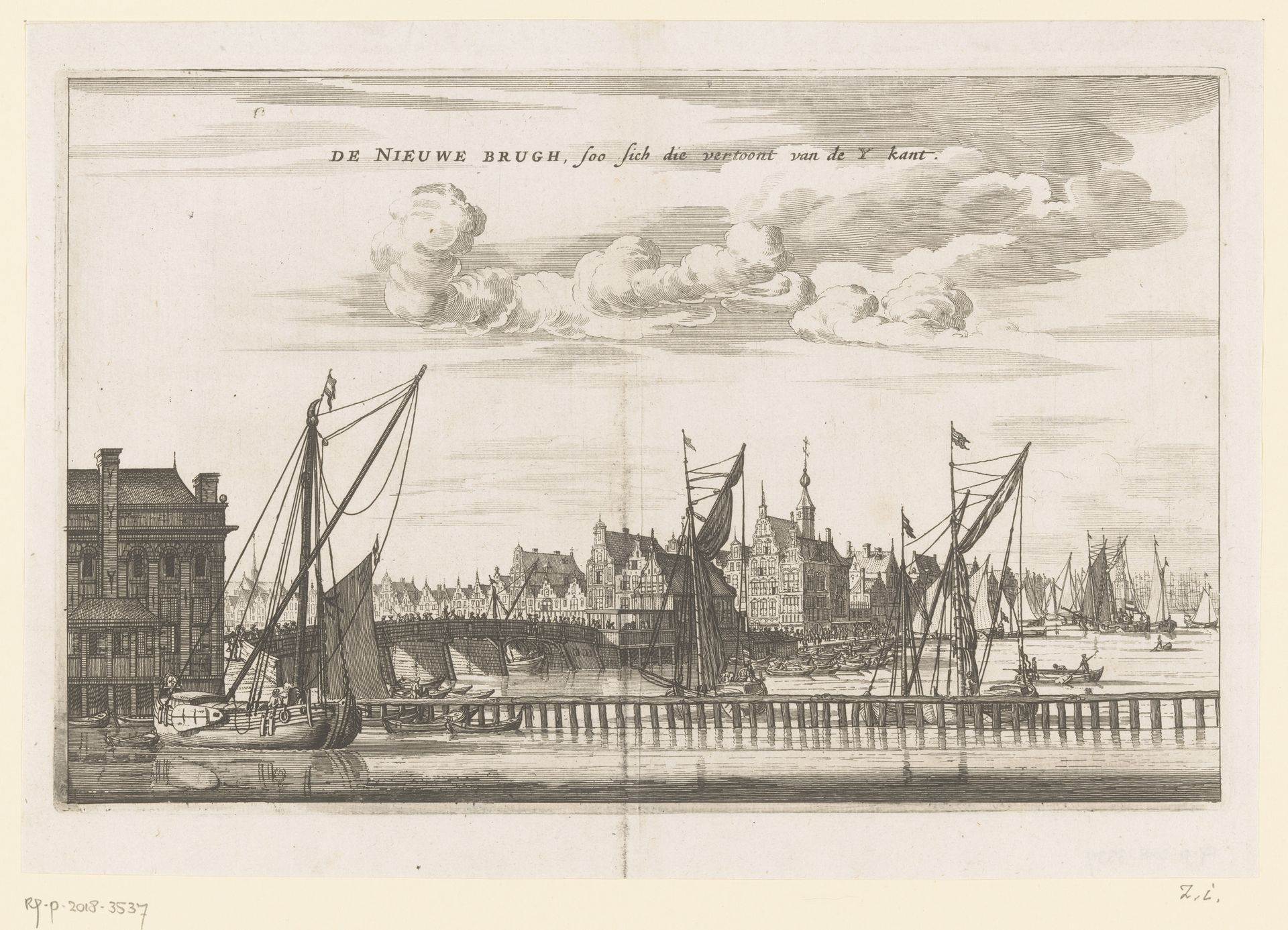 Gezicht op de Nieuwe Brug vanaf het IJ by Anonymous