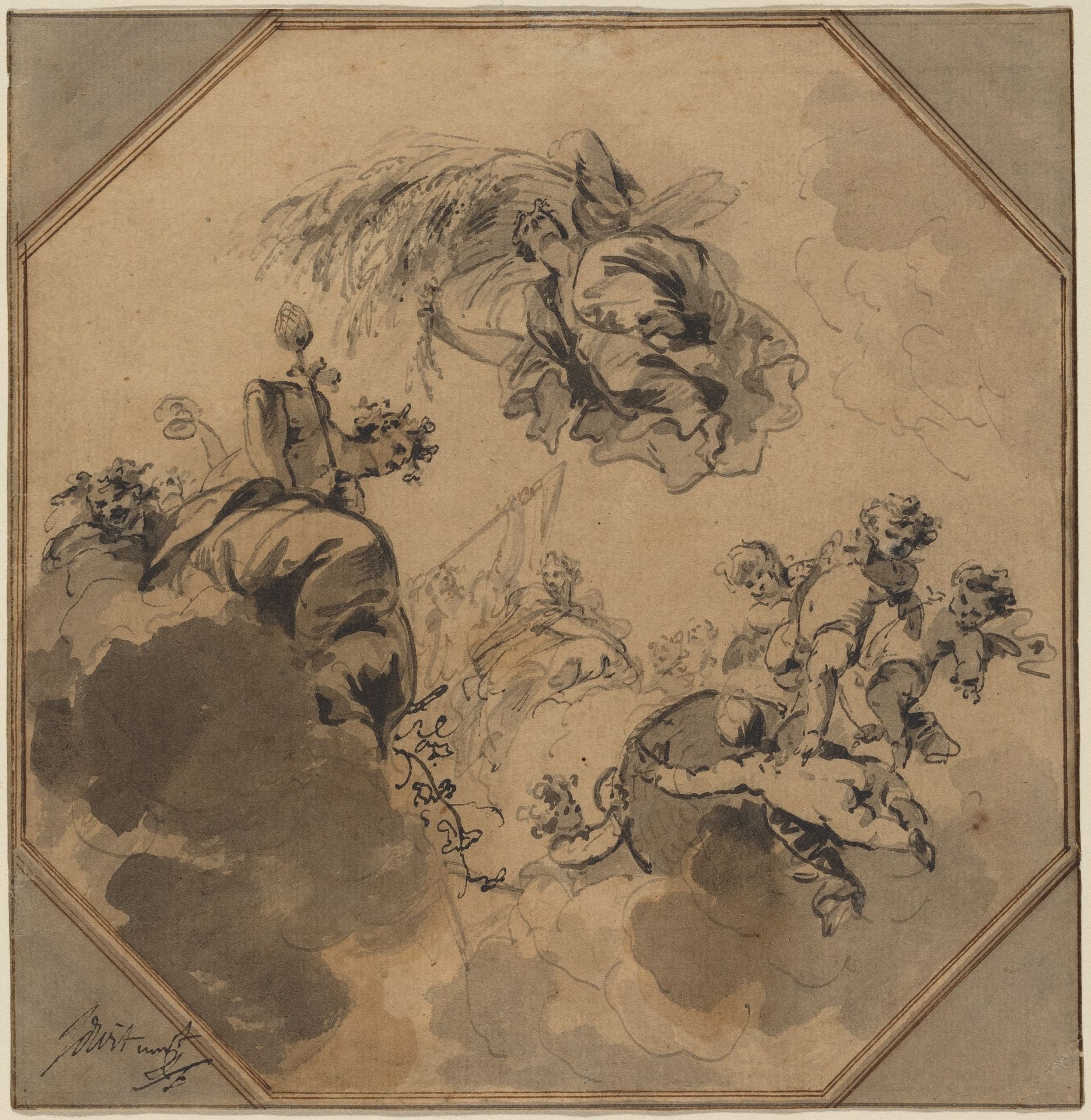 Study for a Ceiling: Allegory of the Harvest with Dionysus and Ceres by Jacob de Wit