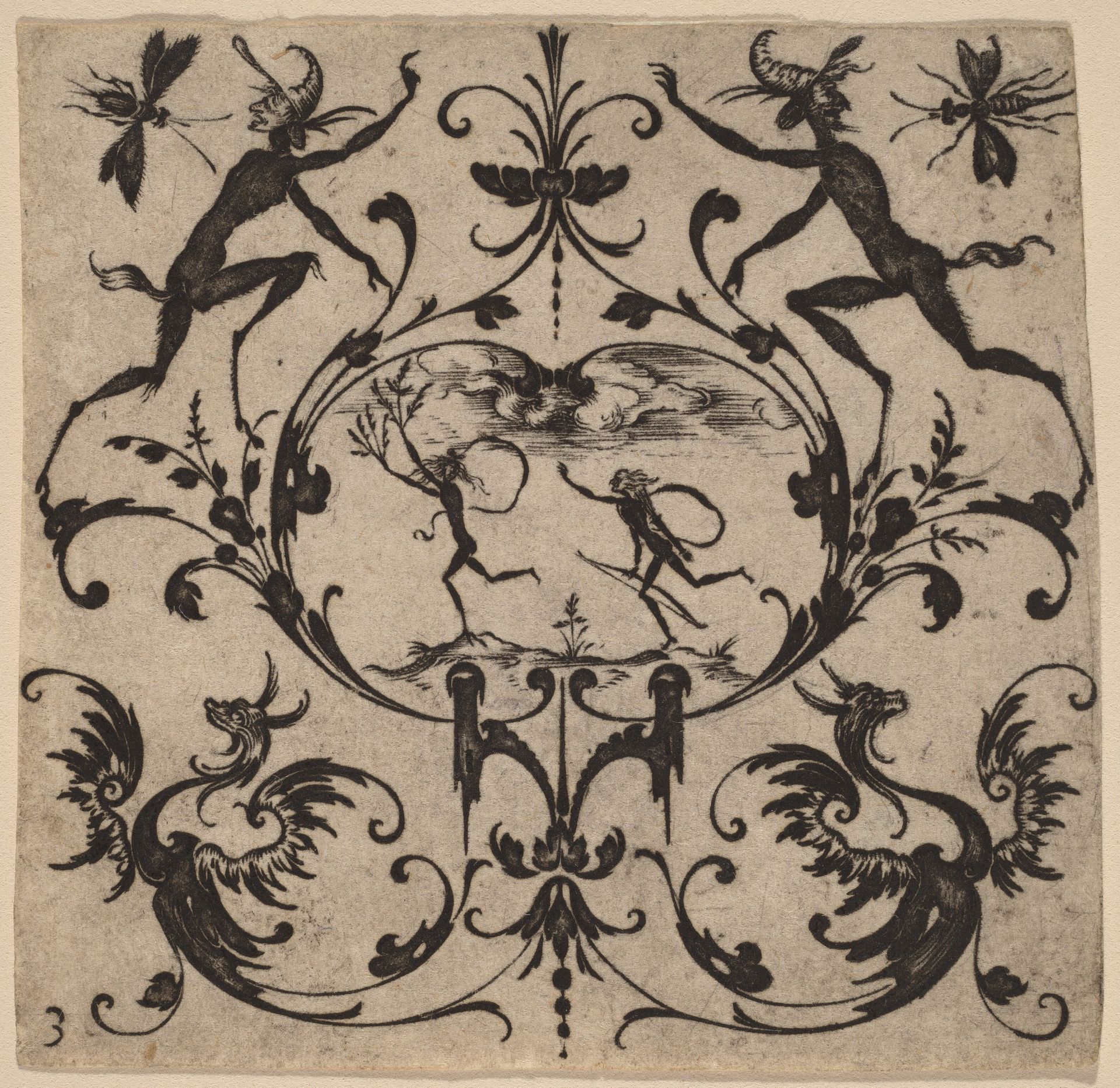 Ornament with Grotesque by Master CR