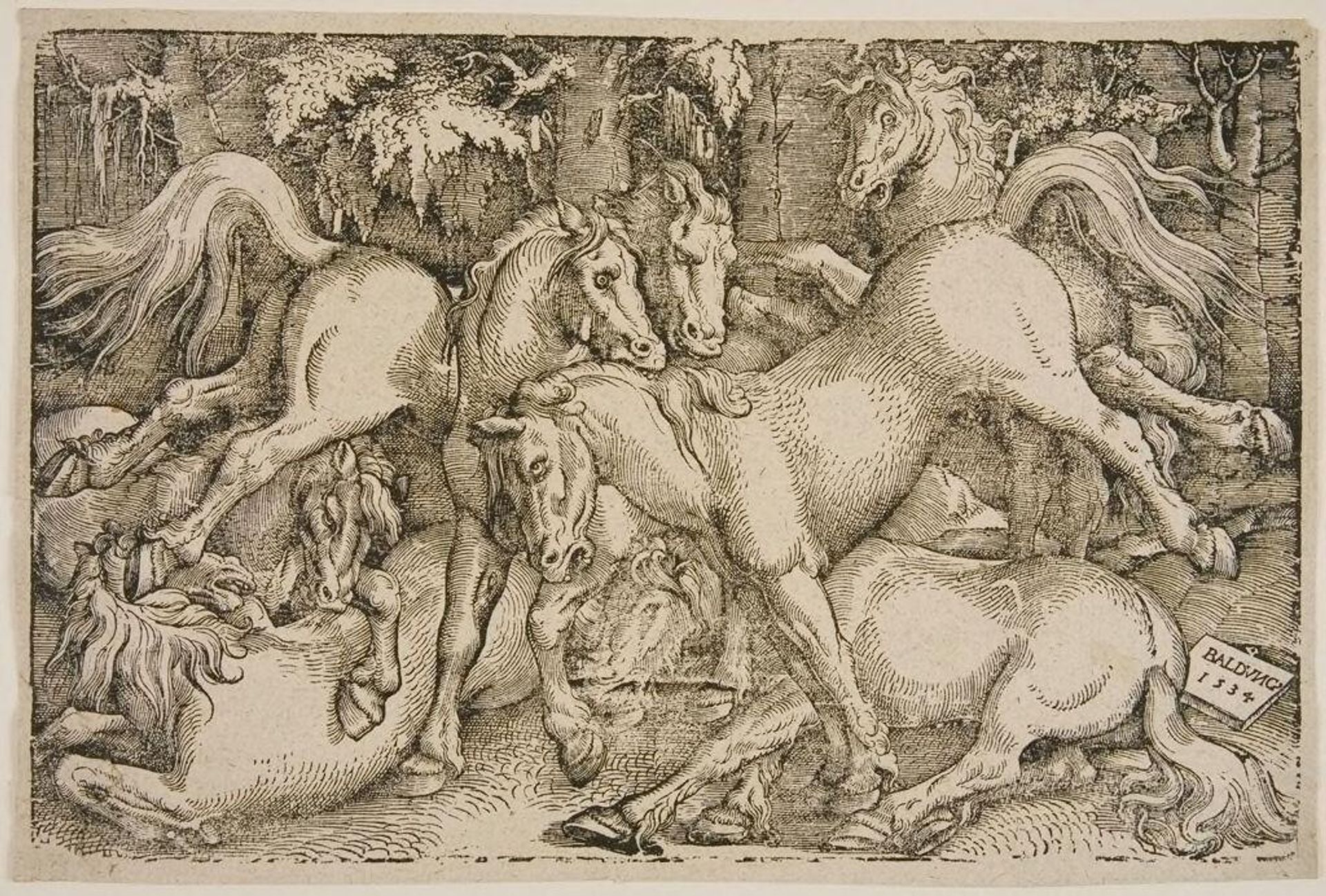 Fighting Wild Horses in a Wood by Hans Baldung