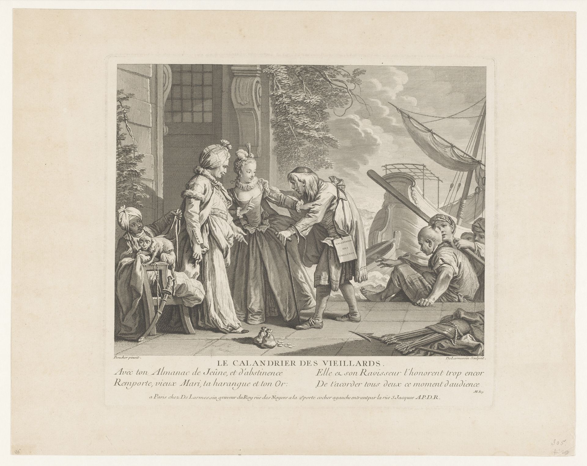 Vrouw verkiest een piraat boven haar oude echtgenoot by Nicolas de (III) Larmessin
