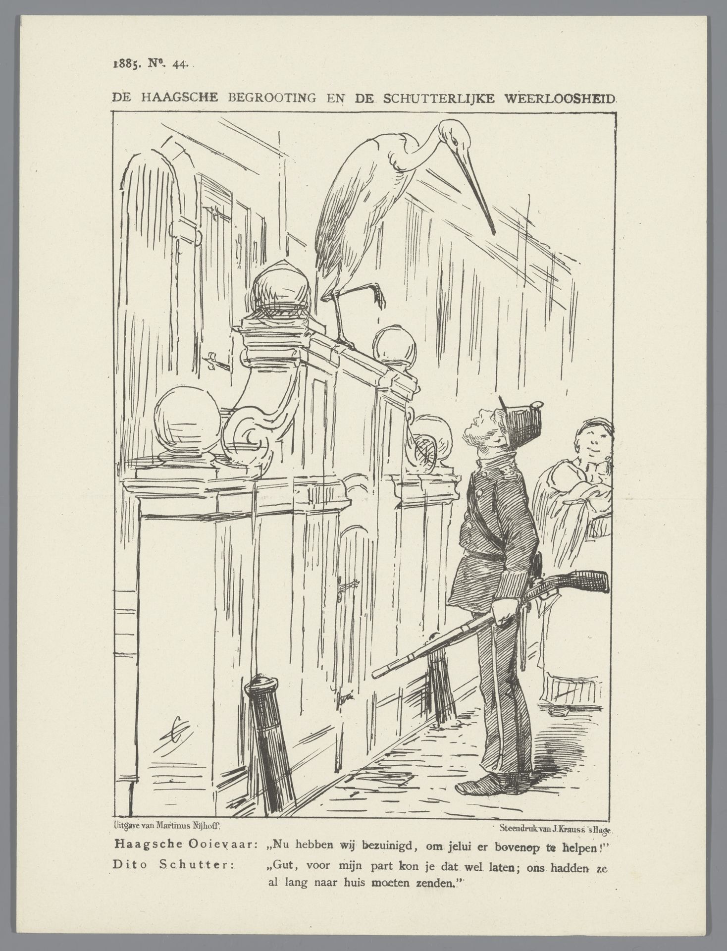 Spotprent over de Haagse bezuinigingen, 1885 by Johan Michaël Schmidt Crans