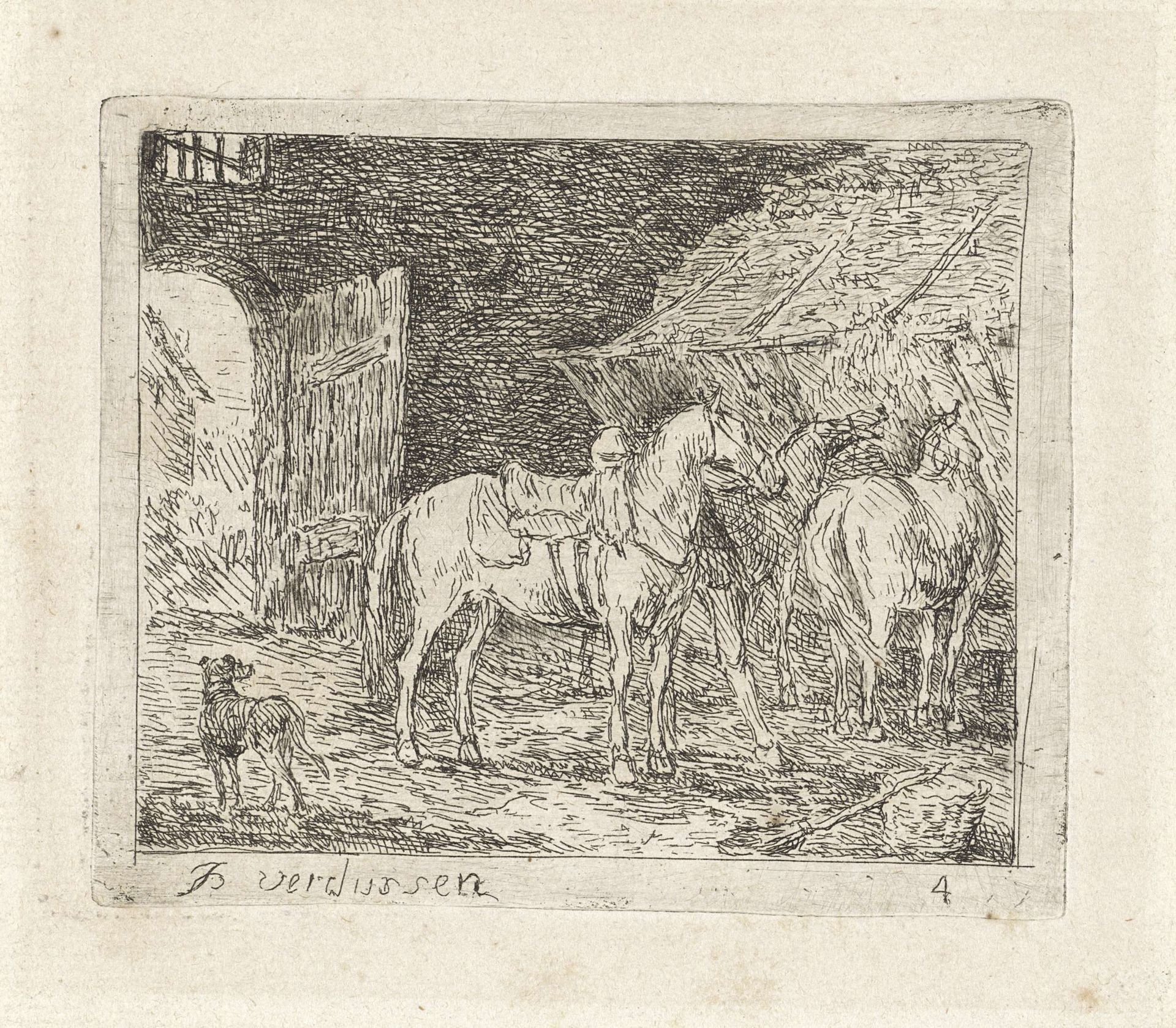 Paarden in een stal by Jan Peeter Verdussen