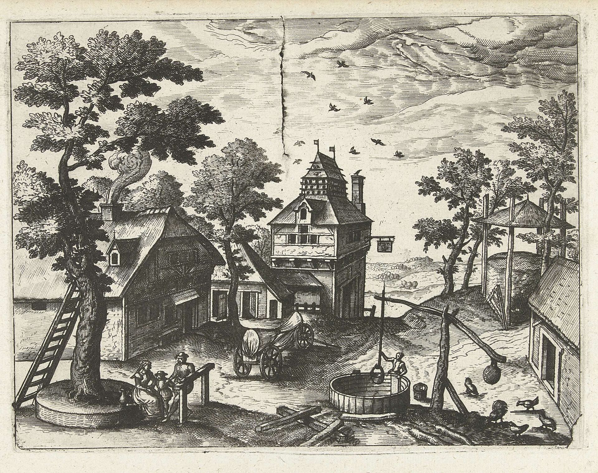Herberg met waterput by Joannes van (I) Doetechum