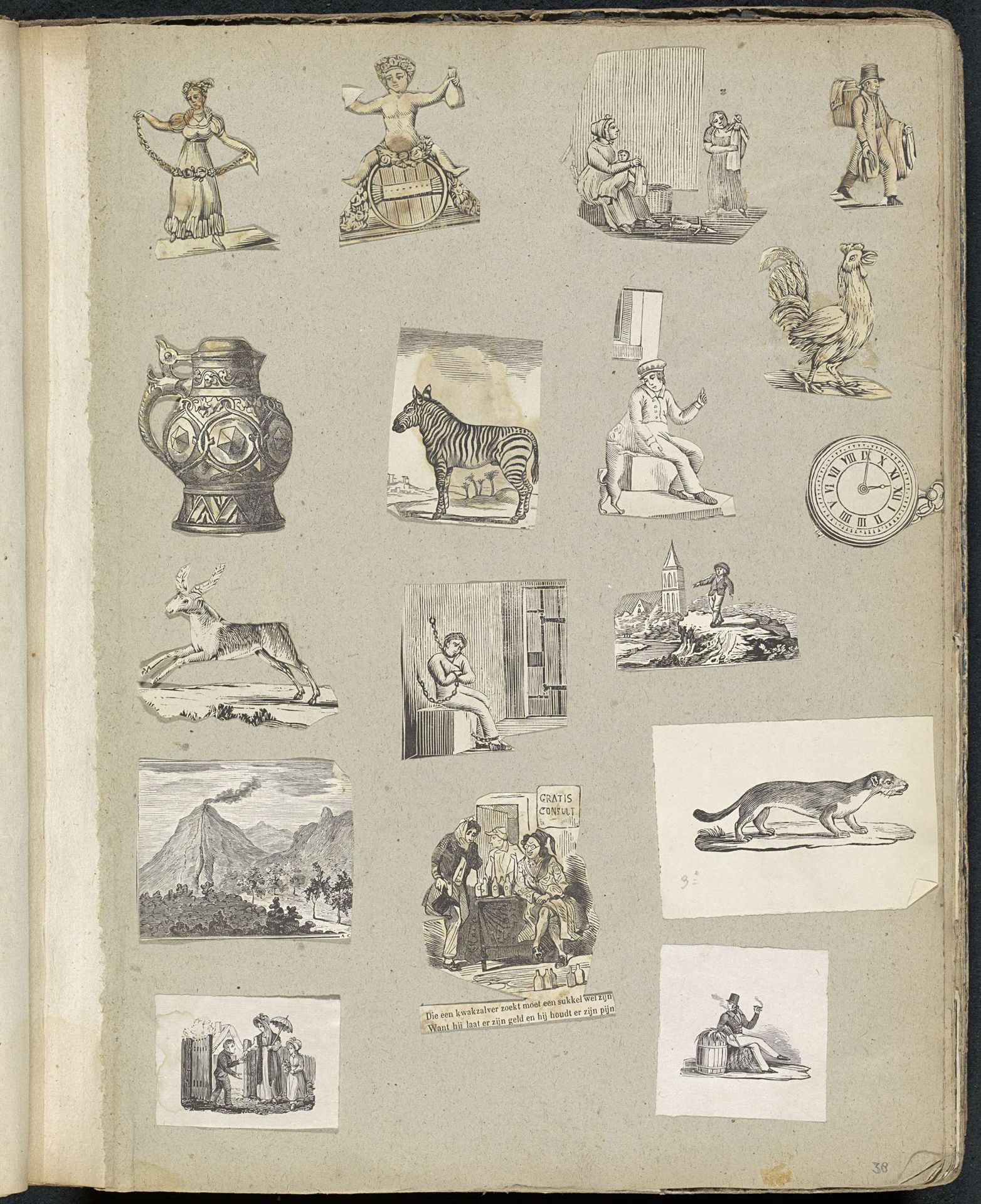 Albumblad met diverse voorstellingen by Alexander Cranendoncq