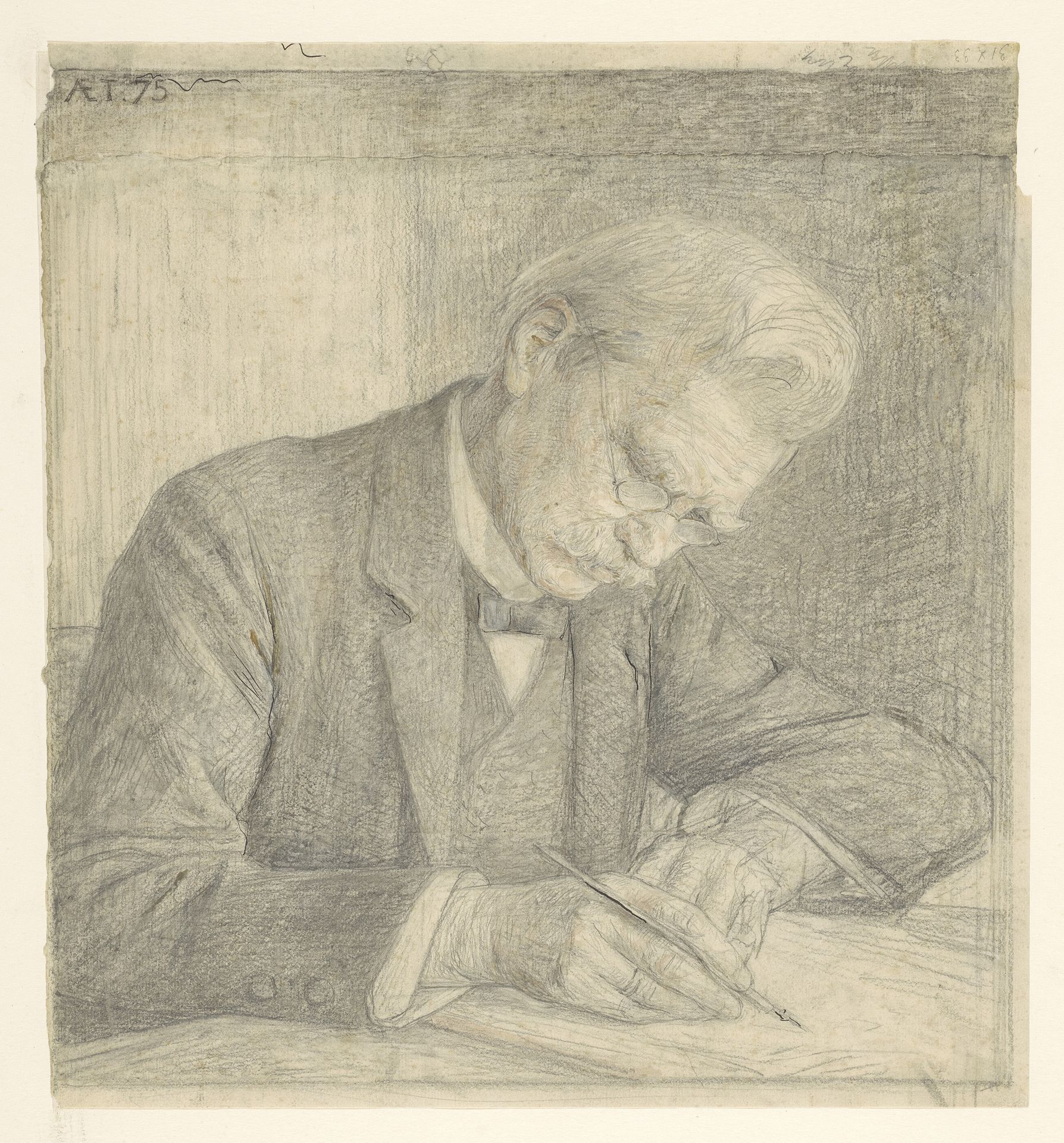 Portret van J. van der Vegt, schrijvend by Jan Veth