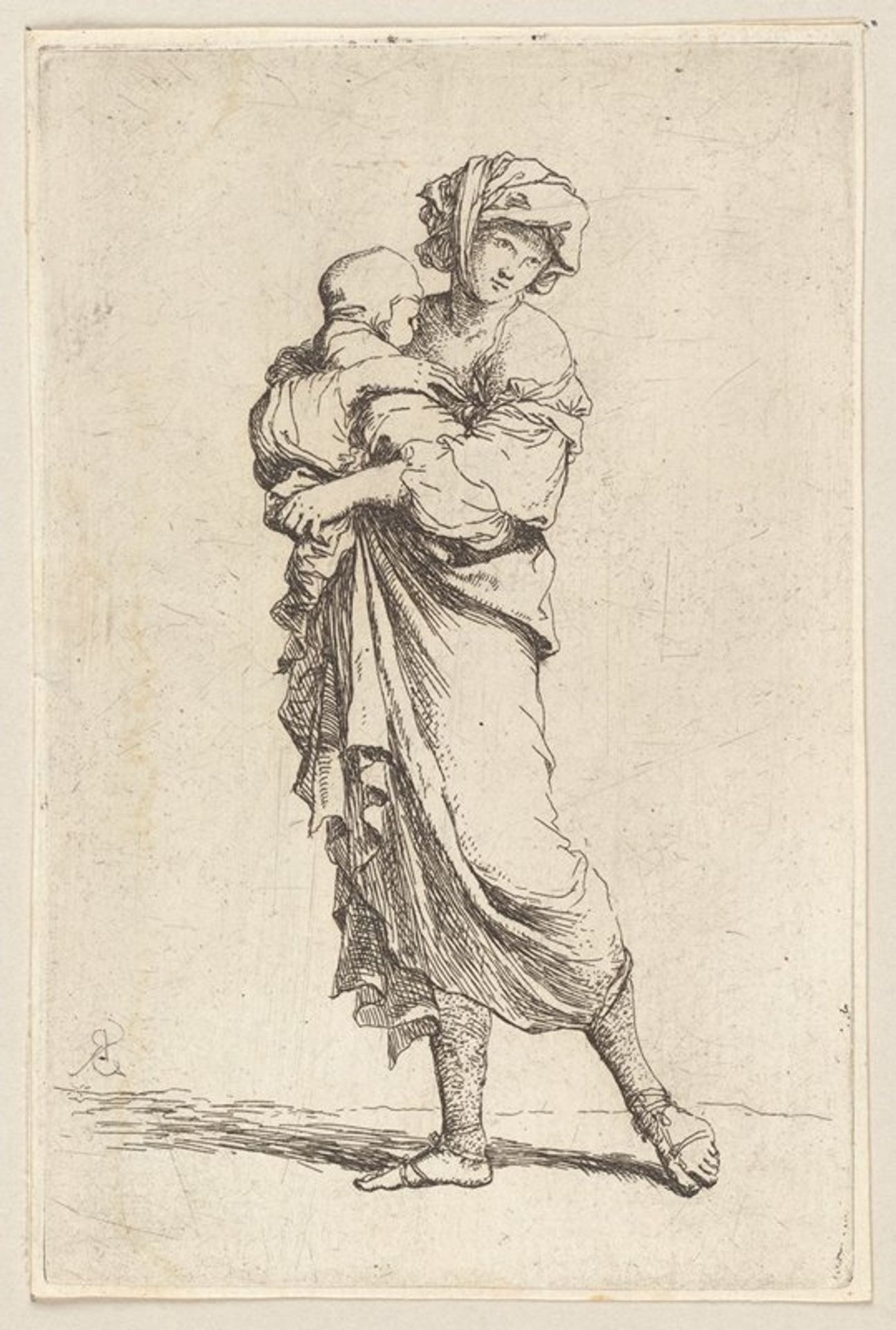 Young Mother Carrying an Infant by Salvator Rosa