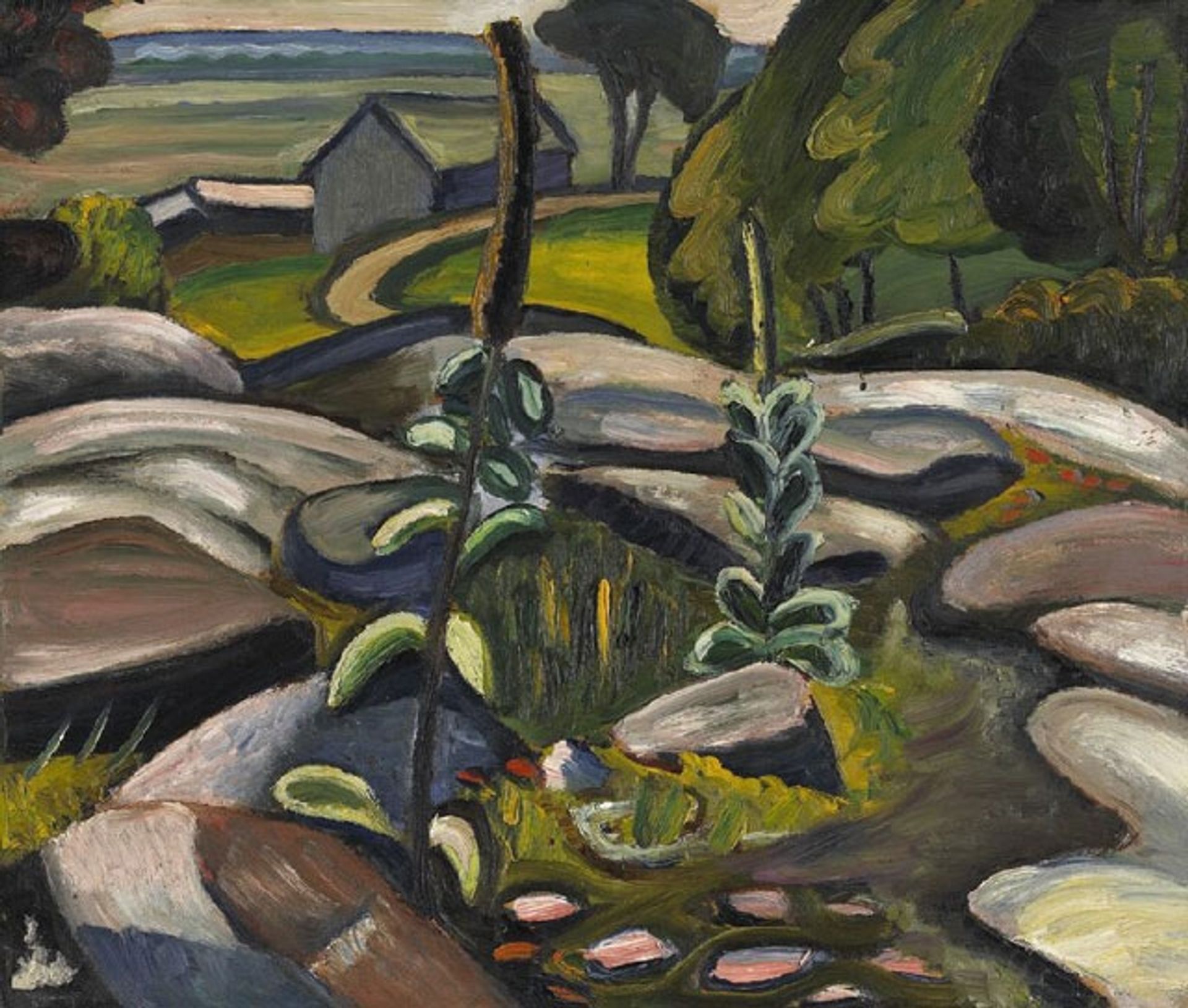 Mulleins and Rocks by Prudence Heward