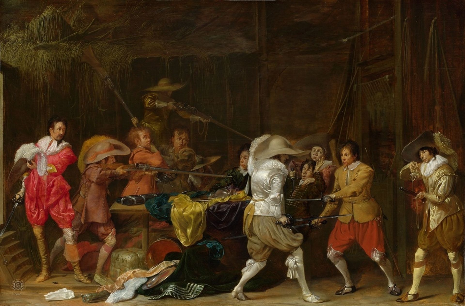 Soldiers Fighting over Booty in a Barn by Willem Cornelisz Duyster