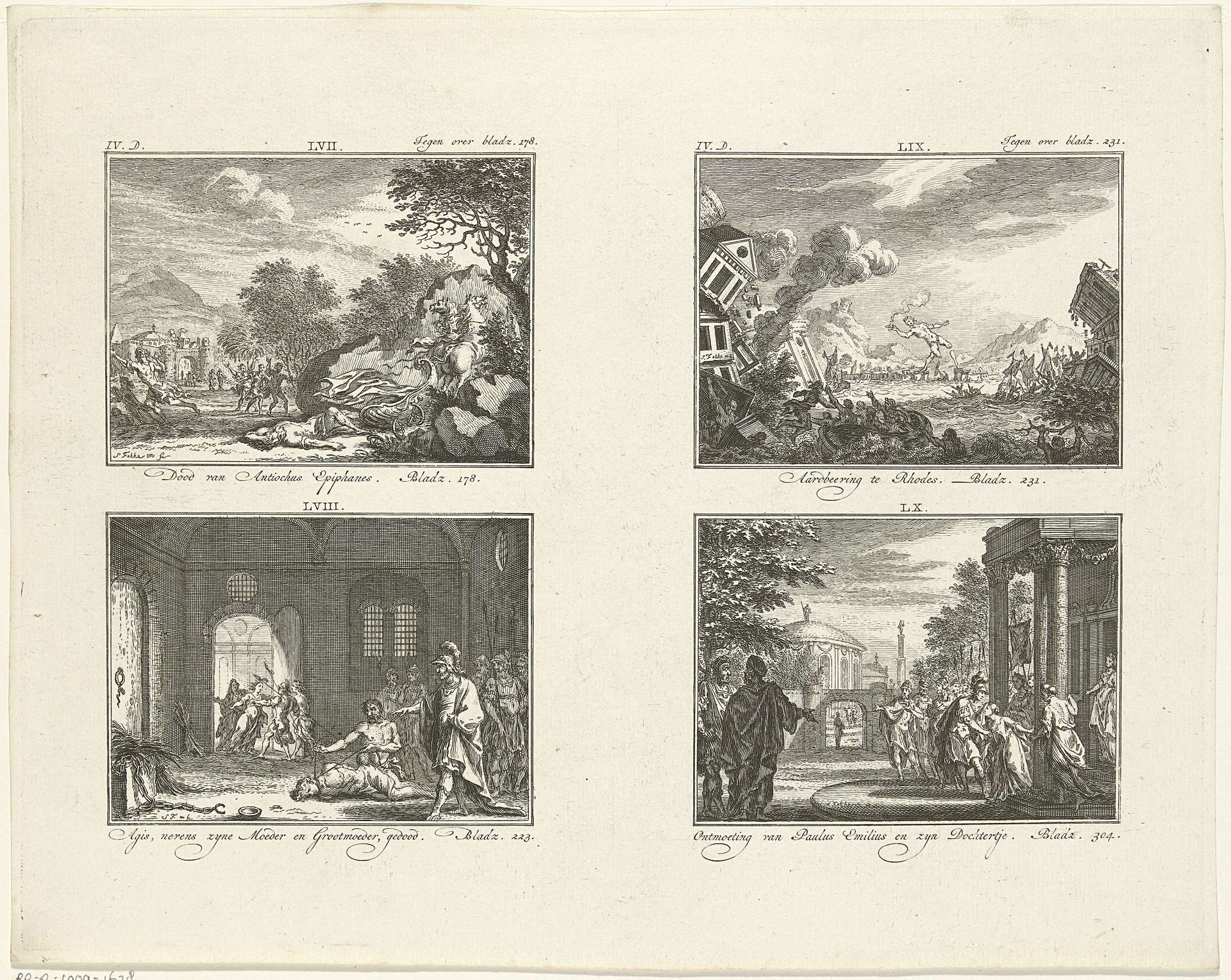 Vier voorstellingen uit de klassieke geschiedenis by Simon Fokke