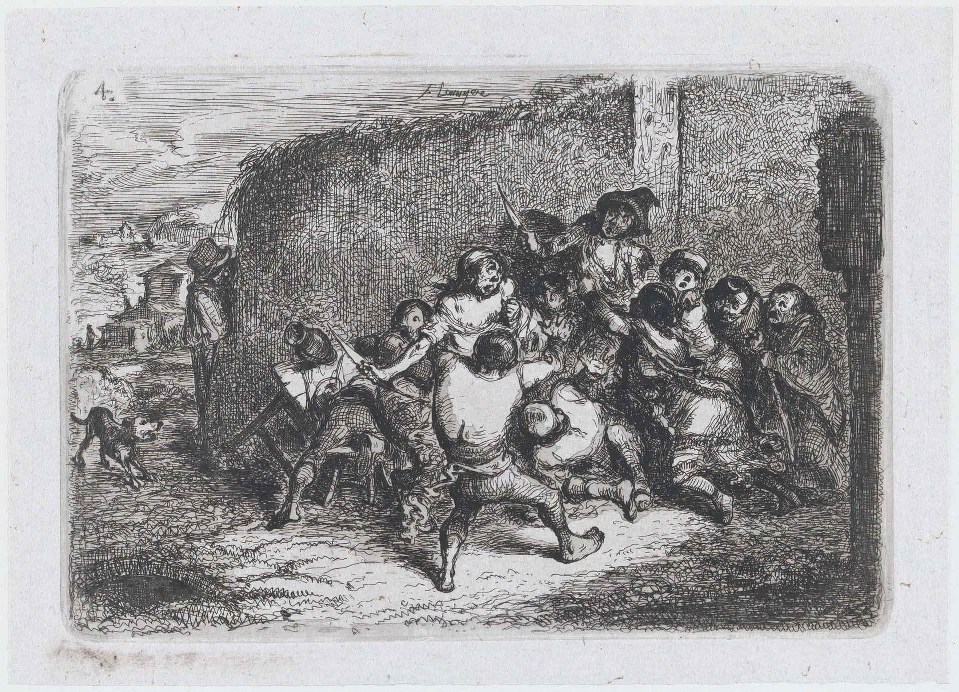 Plate 4: a street brawl, from the series of customs and pastimes of the Spanish people by Francisco Lameyer y Berenguer