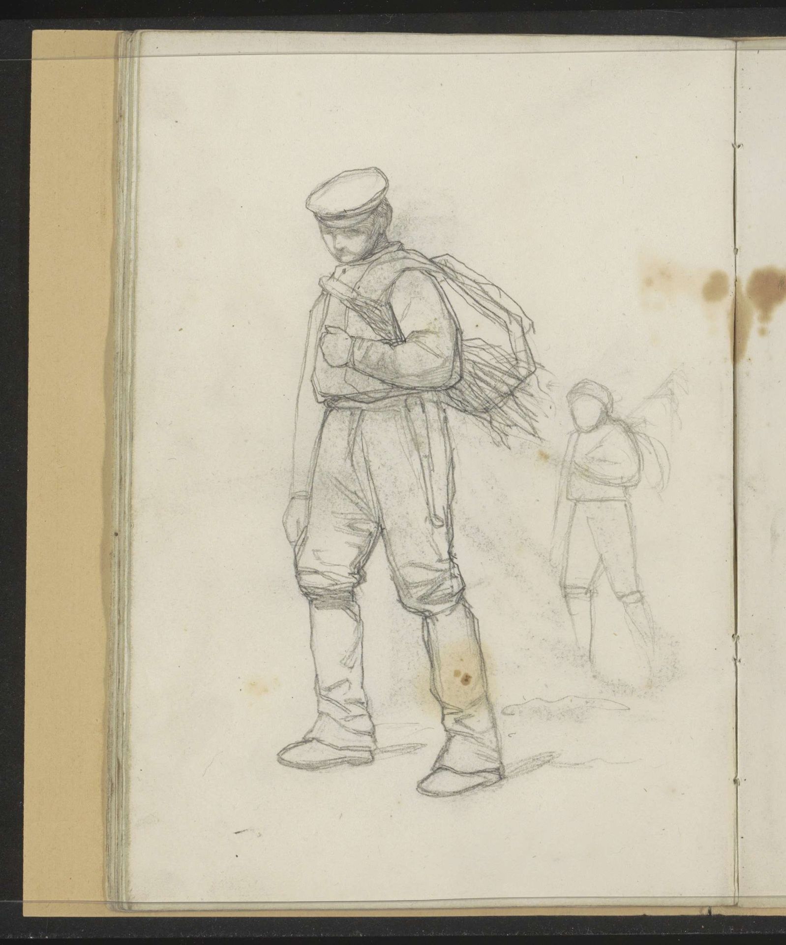 Lopende jongens met takkenbossen onder de arm by Jozef Israëls