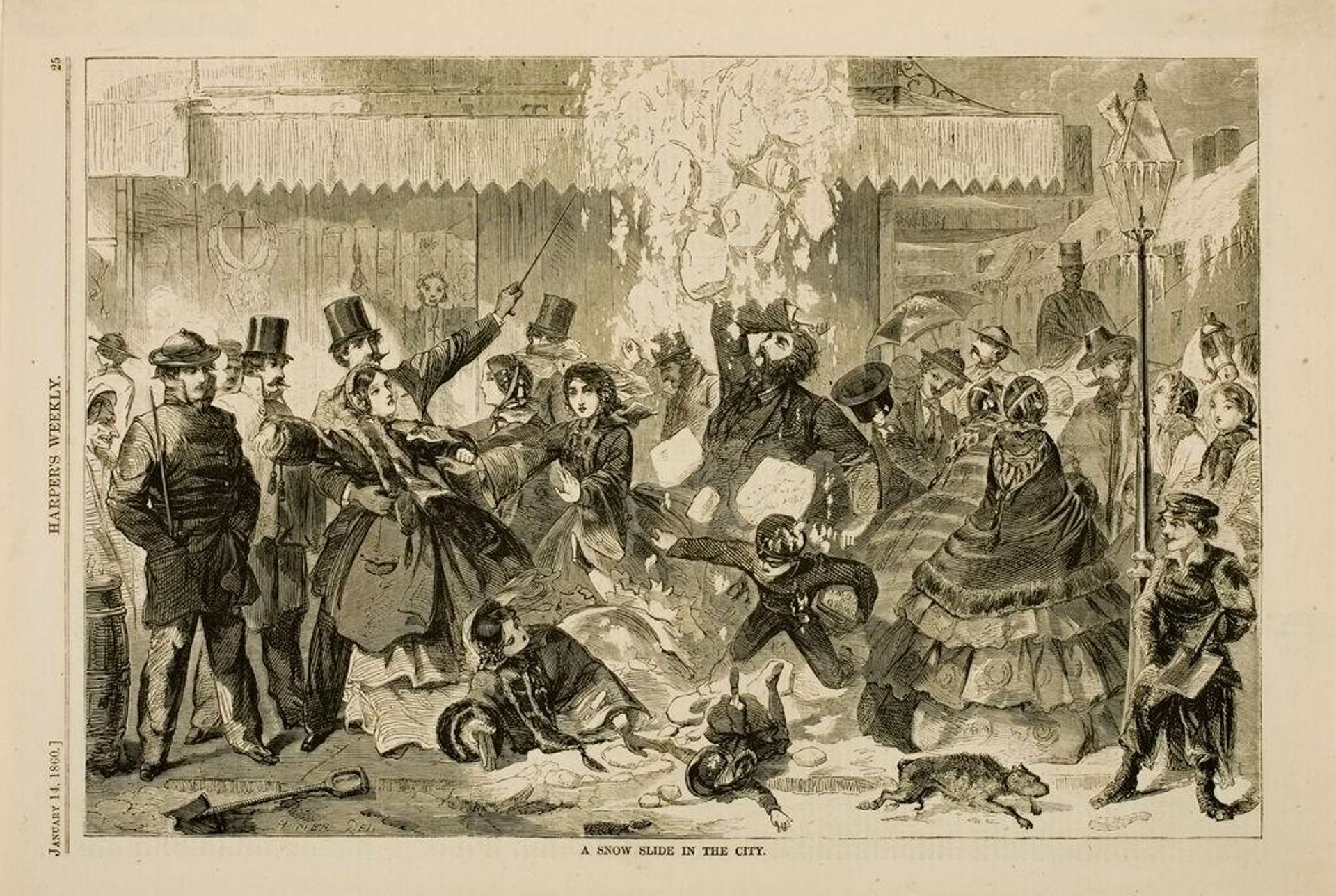 A Snow Slide in the City by Designed by Winslow Homer