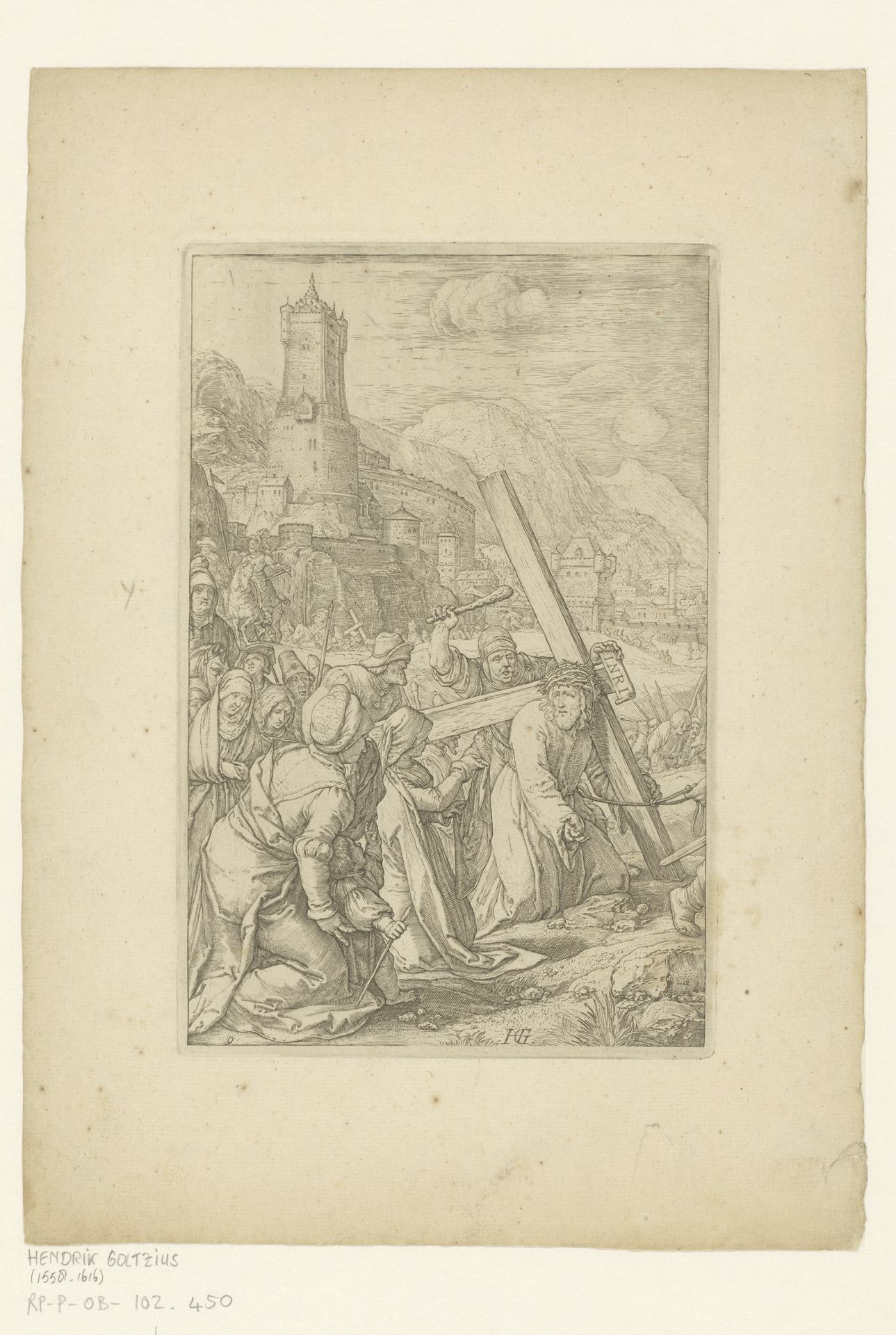 Kruisdraging met de Heilige Veronica by Hendrick Goltzius