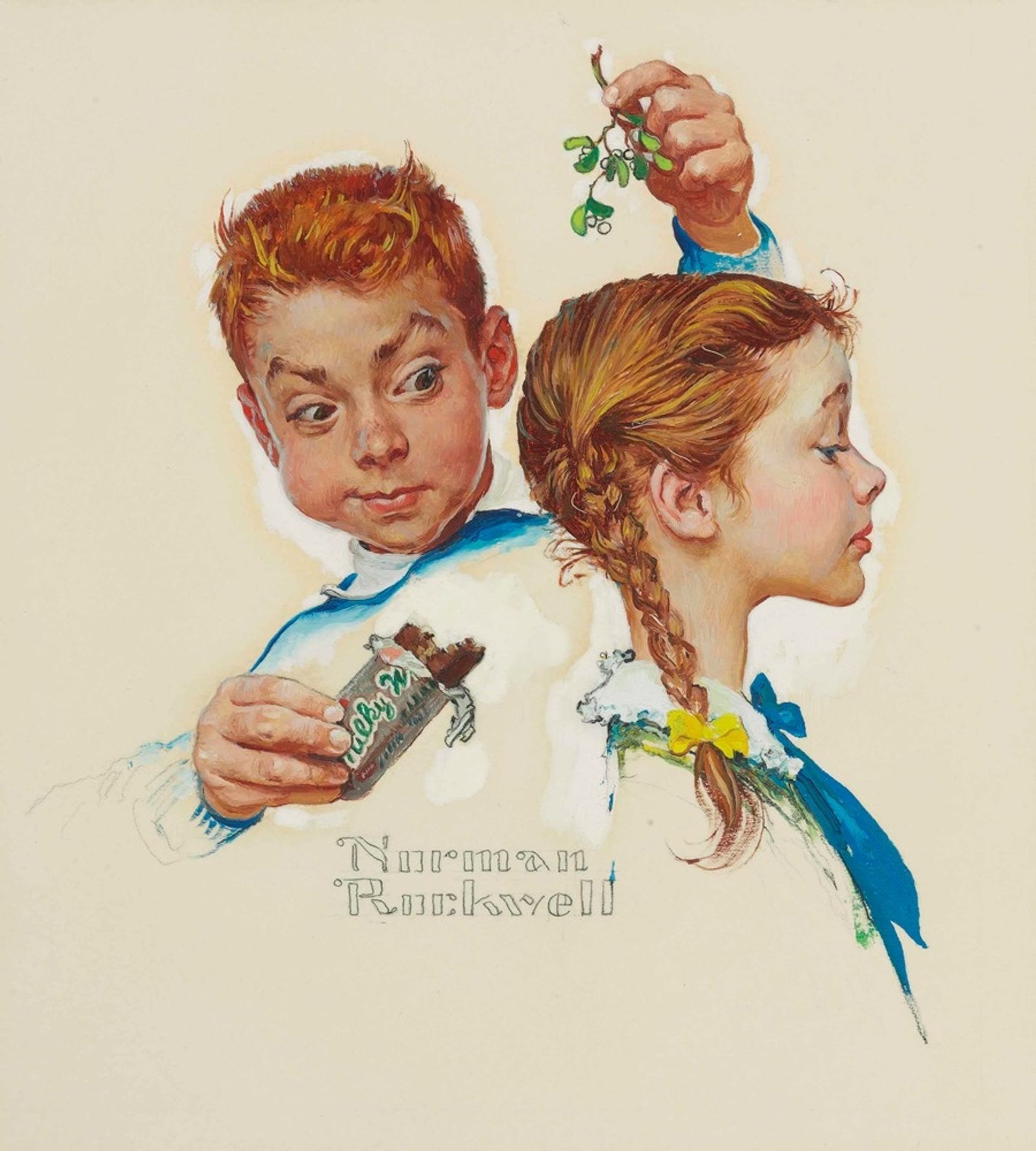 Mistletoe and a Milky Way by Norman Rockwell