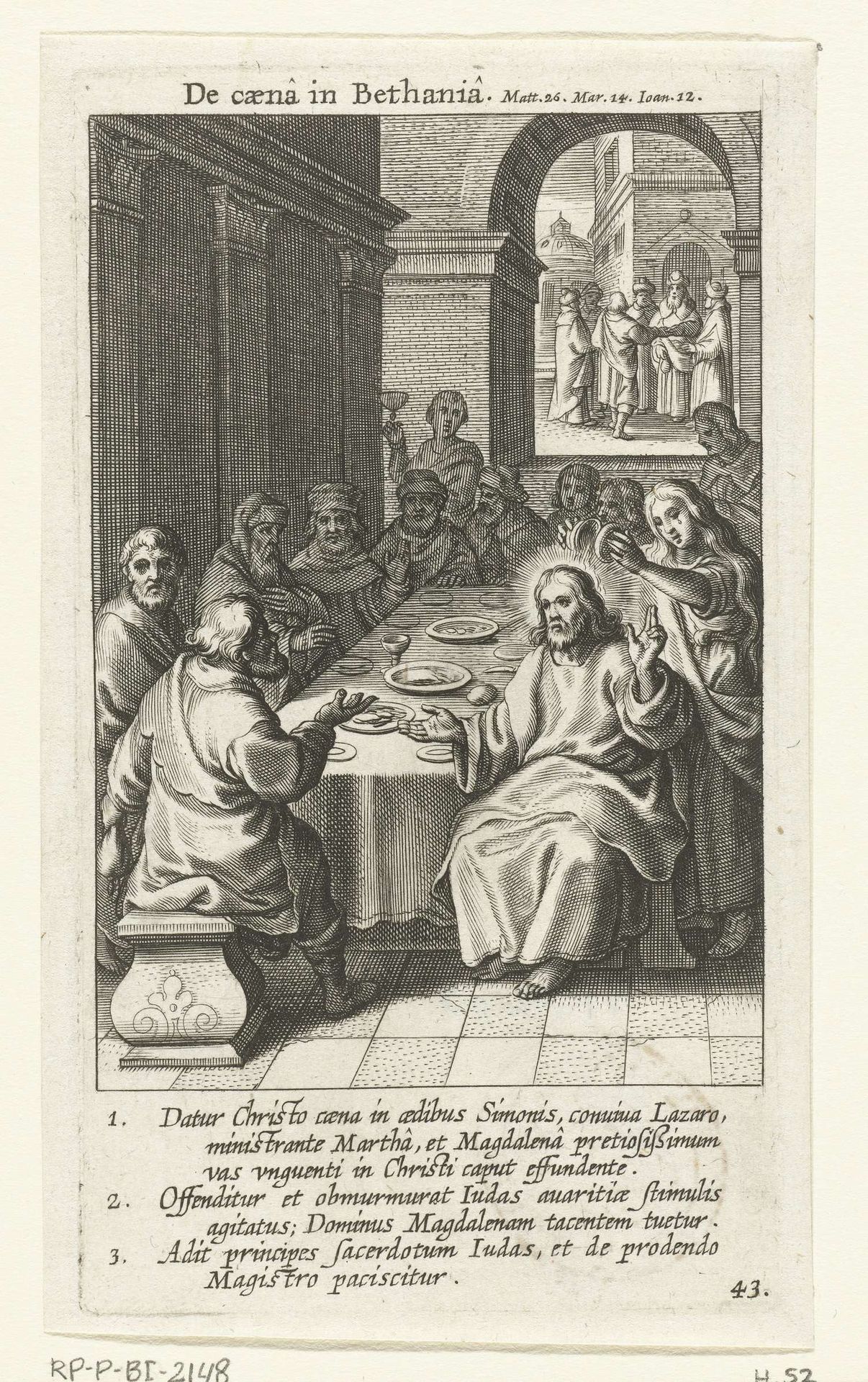 Christus aan de maaltijd in het huis van Simon in Betanië by Boëtius Adamsz. Bolswert