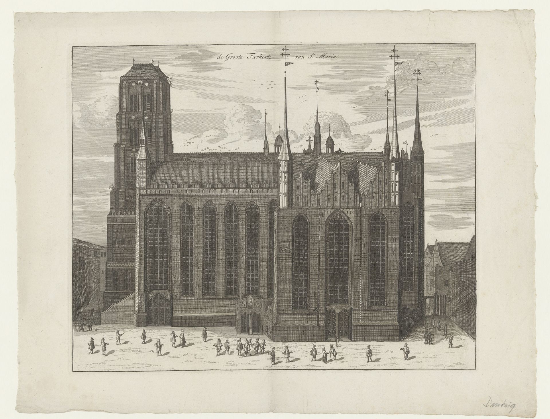 Gezicht op de Mariakerk, te Gdansk by Anonymous