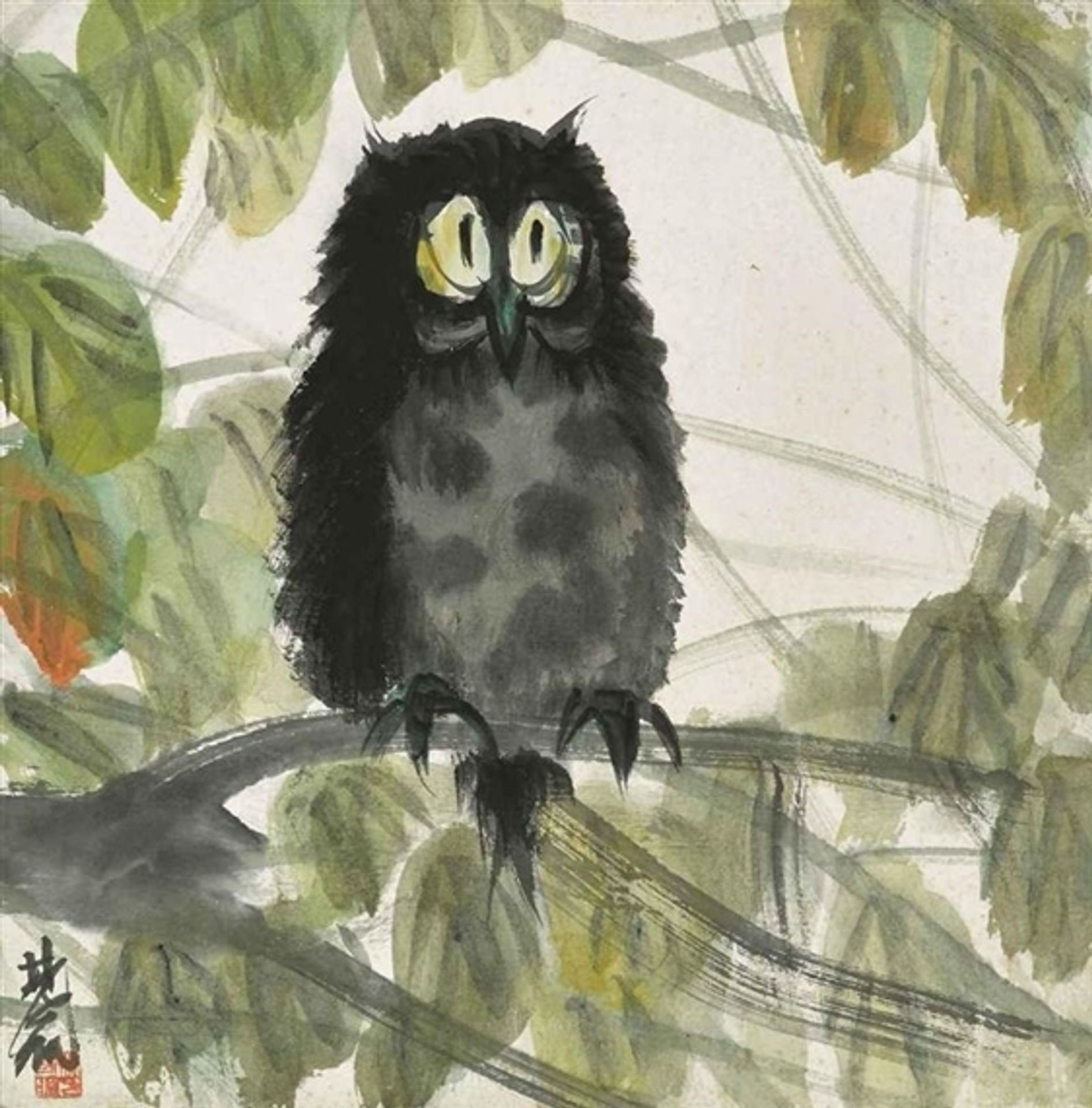 Owl by Lin Fengmian