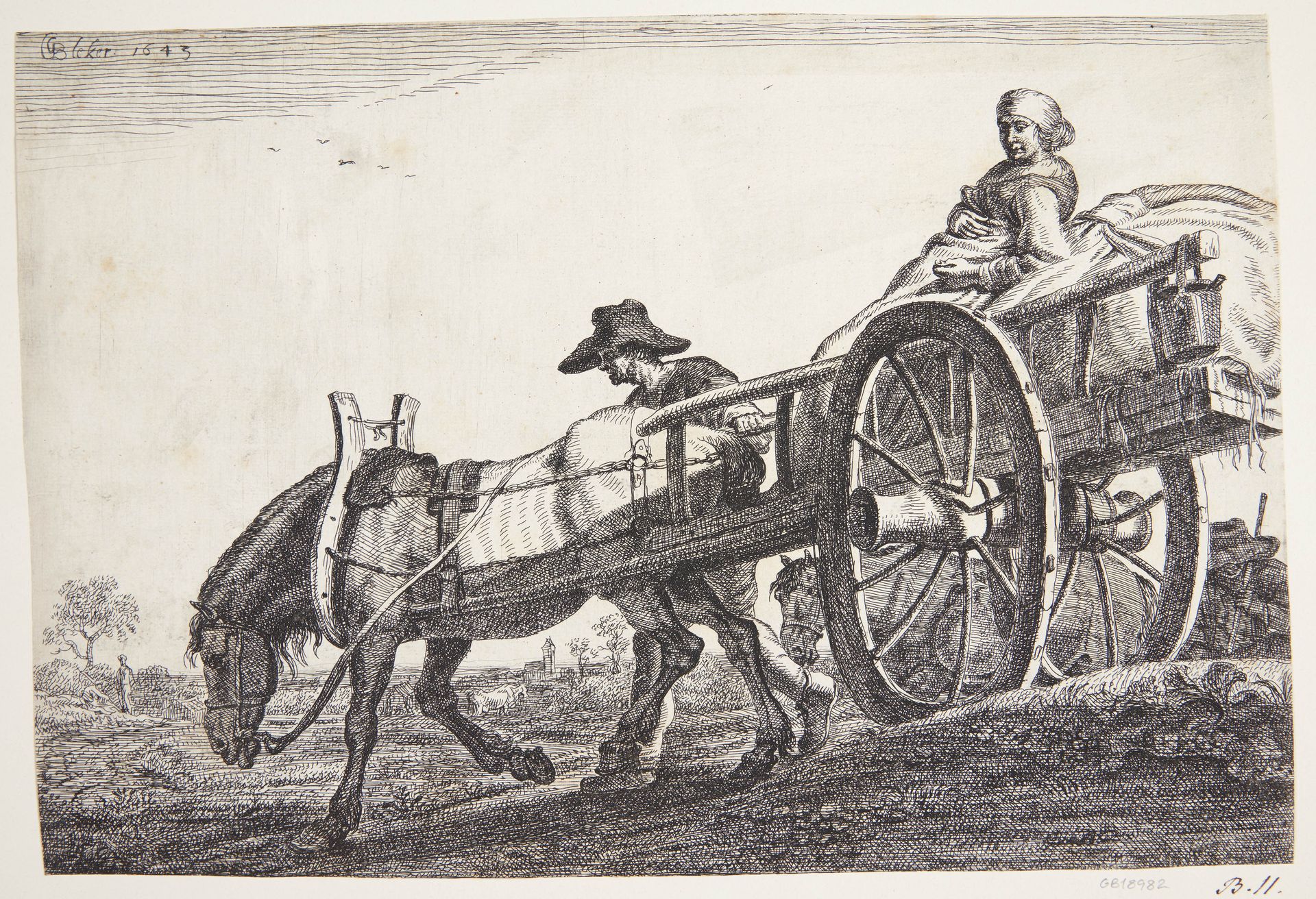 En tohjulet vogn by Gerrit Claesz. Bleker