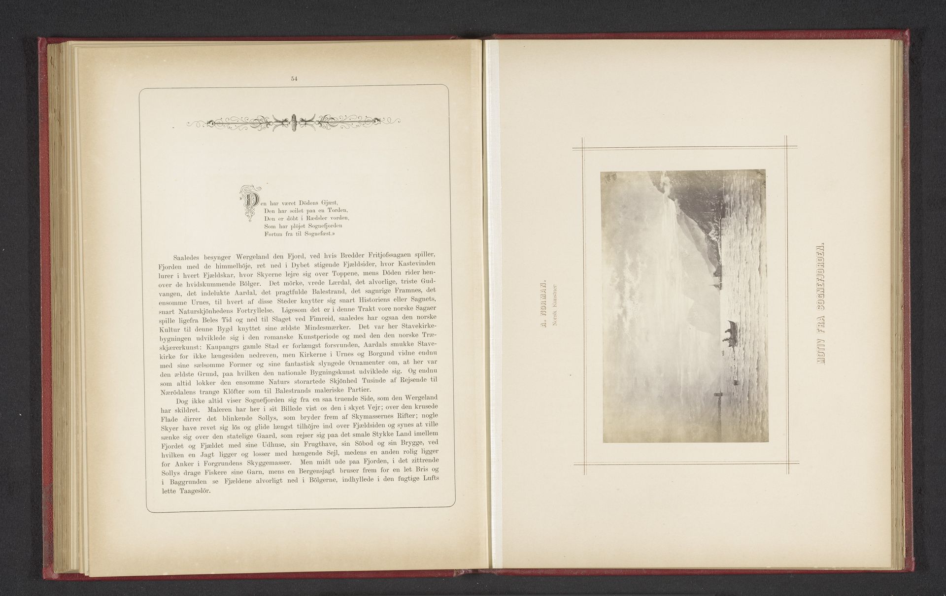Fotoreproductie van een schilderij van twee mannen in een roeiboot in een fjord door Adelsteen Normann by Johannes Jaeger