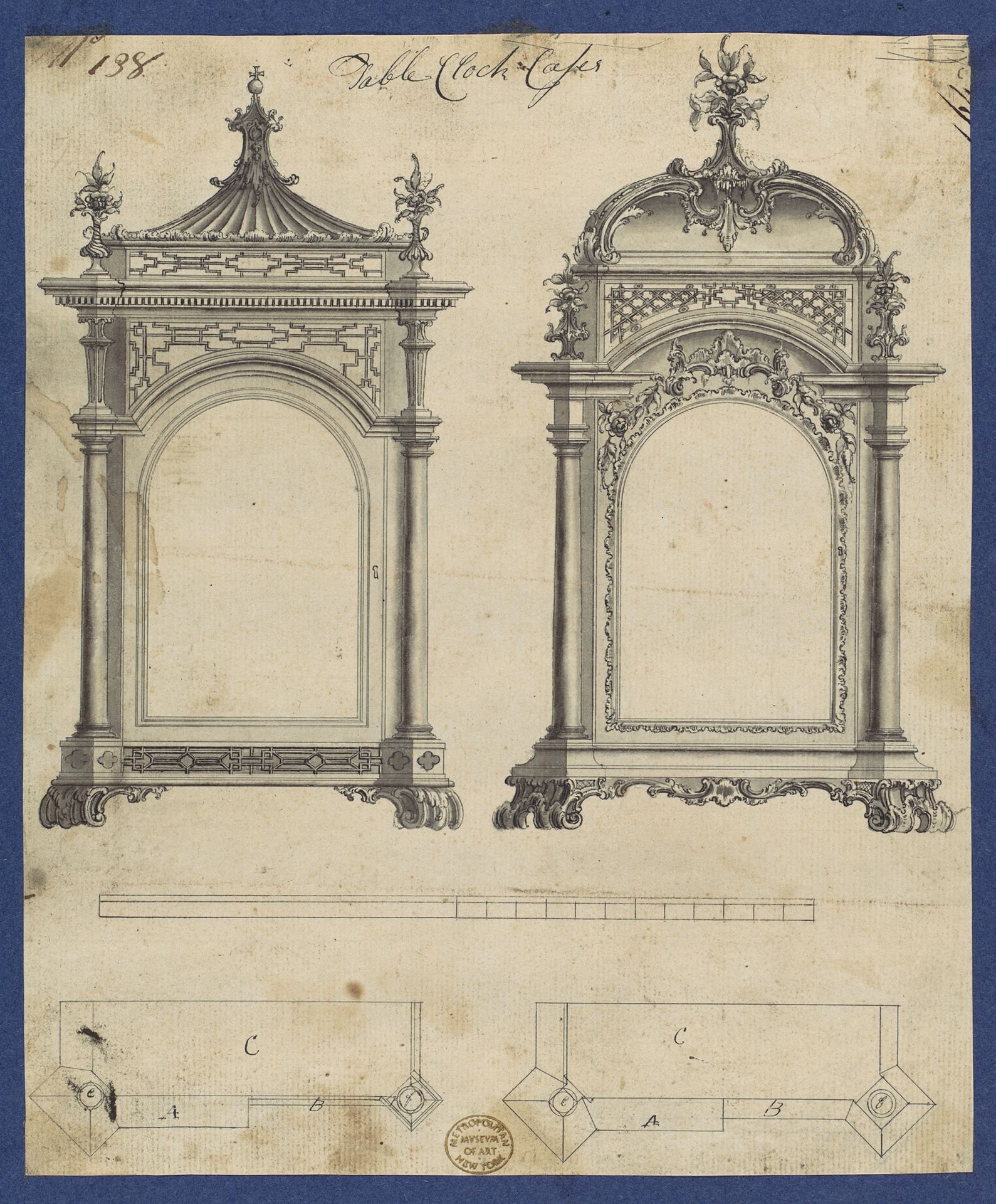 Table Clock Cases, in Chippendale Drawings, Vol. I by Thomas Chippendale