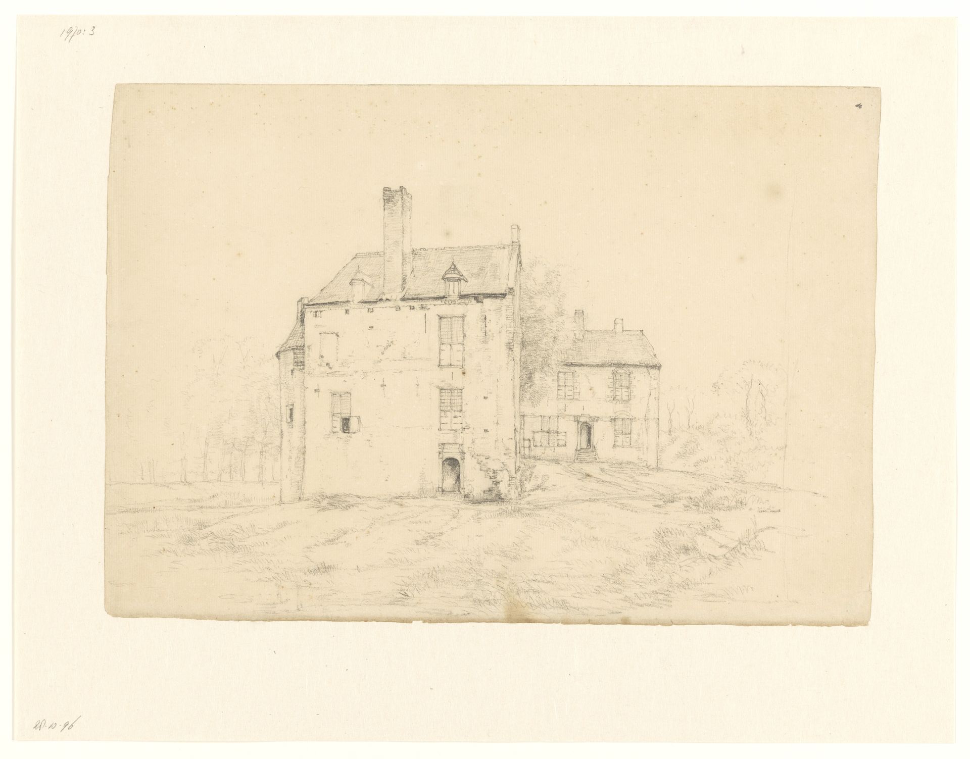 Kasteel op glooiend terrein by Albertus Brondgeest