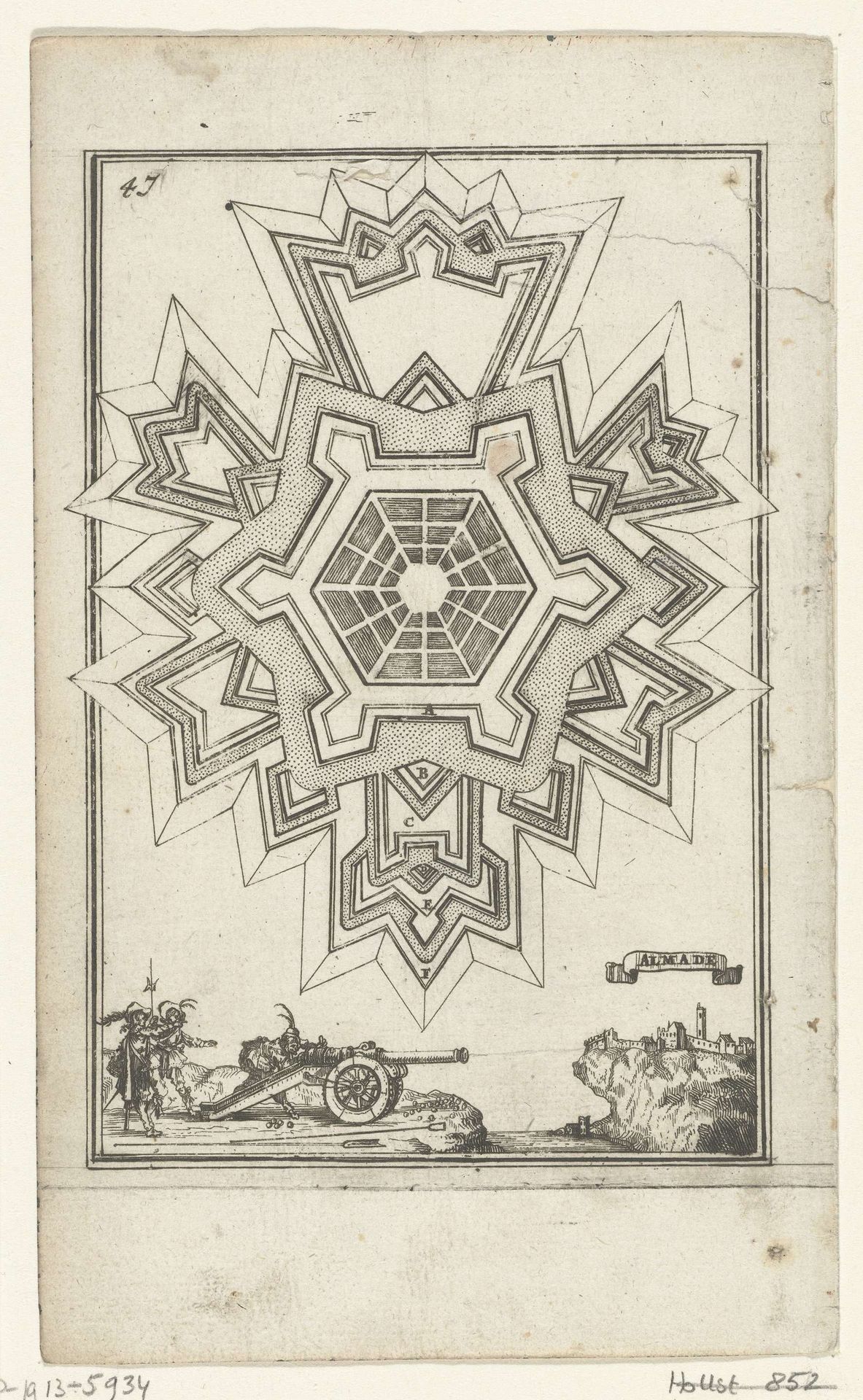 Illustratie voor 'Den Arbeid van Mars' van Allain Manesson Mallet by Romeyn de Hooghe
