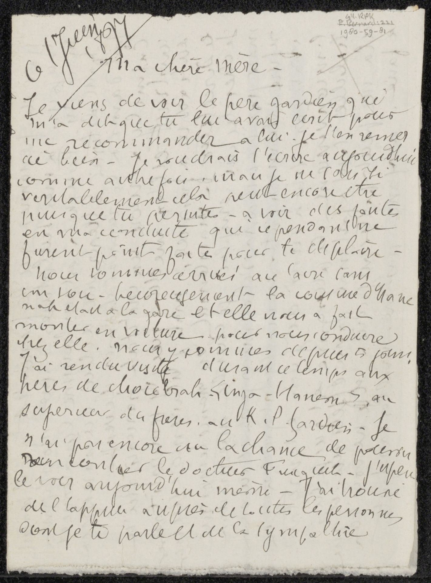 Brief aan Héloïse Bernard-Bodin by Emile Bernard