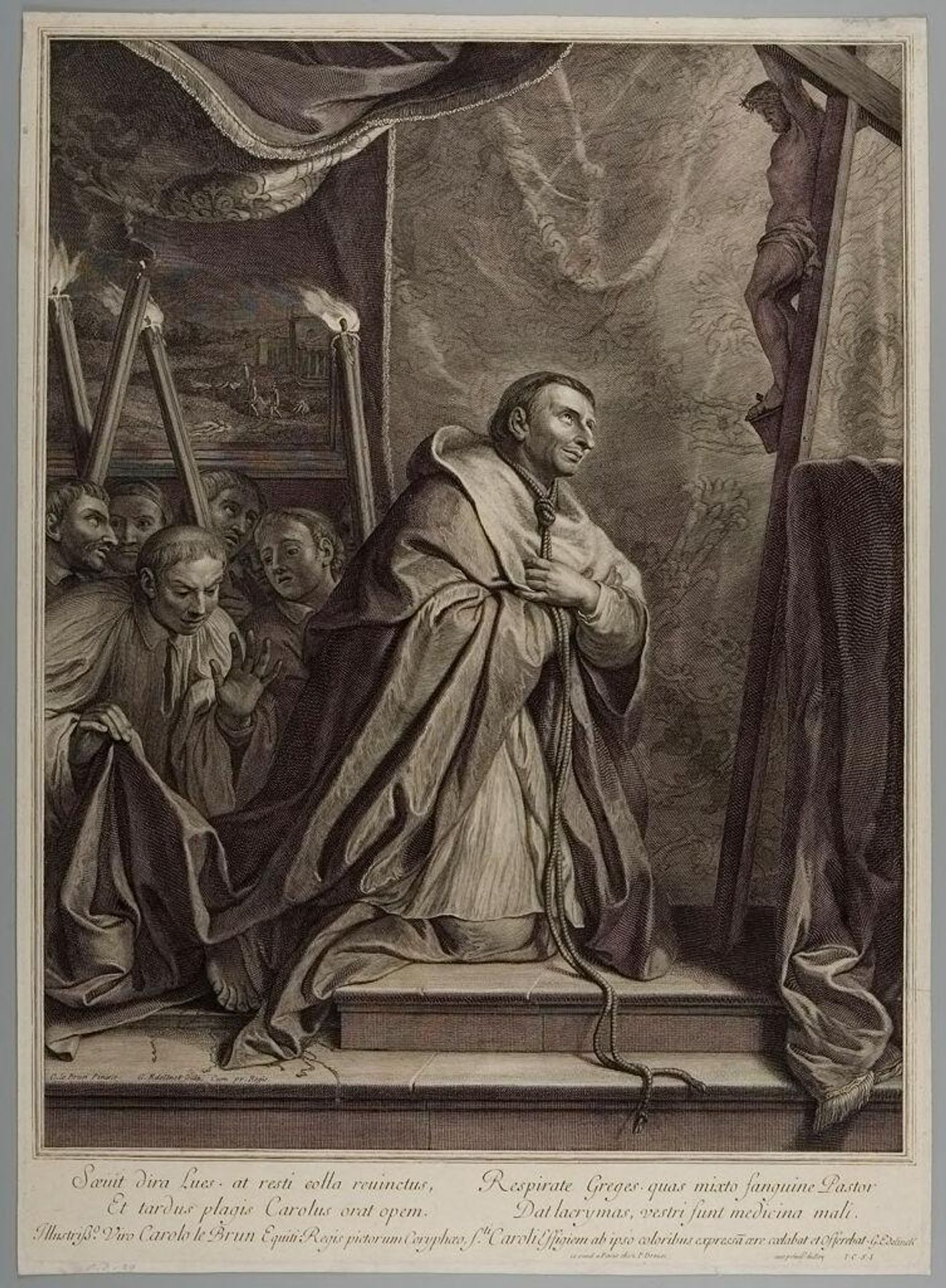 Saint Charles Borromeo Praying by Gérard Edelinck