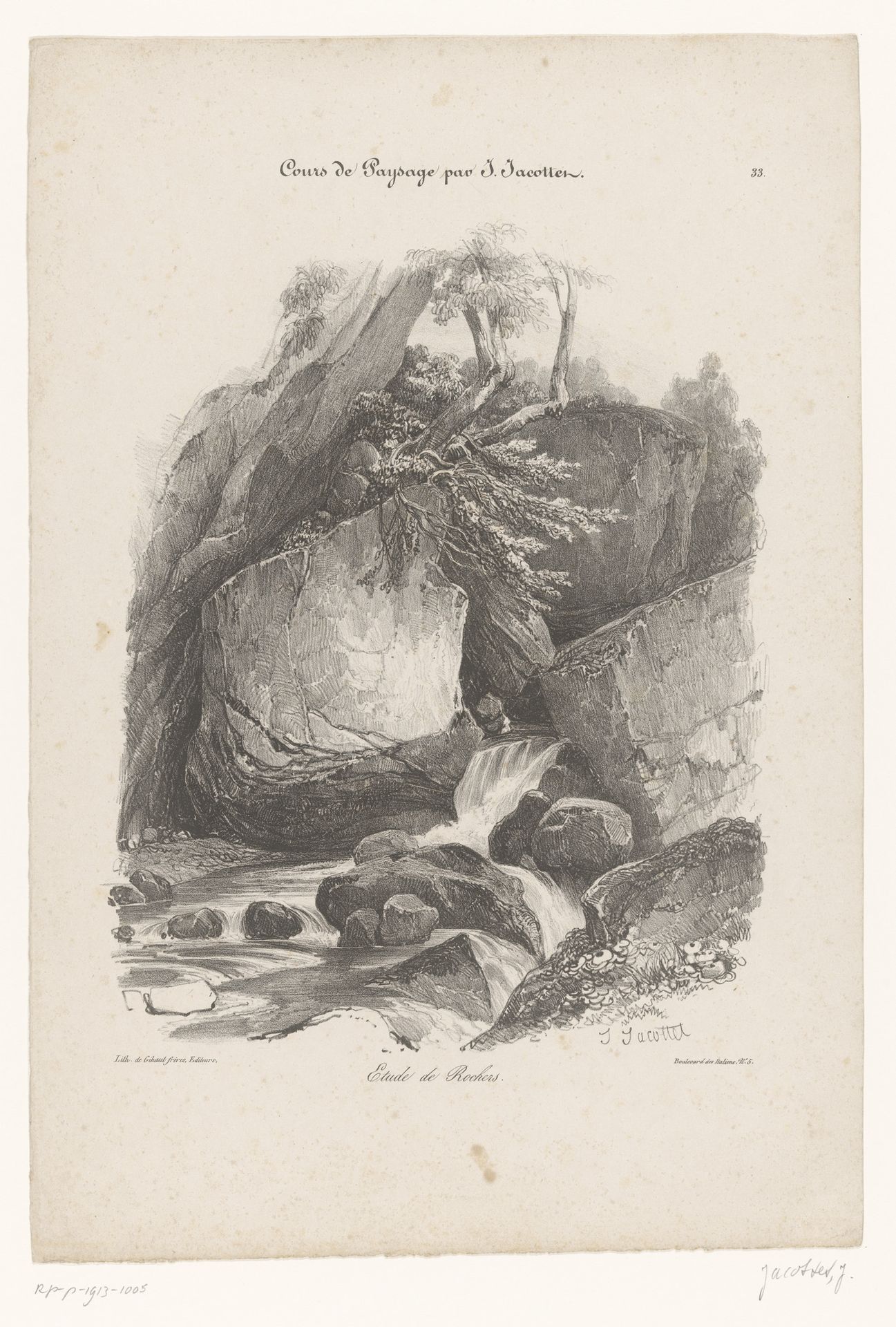 Bergbeek tussen de rotsen by Louis-Julien Jacottet