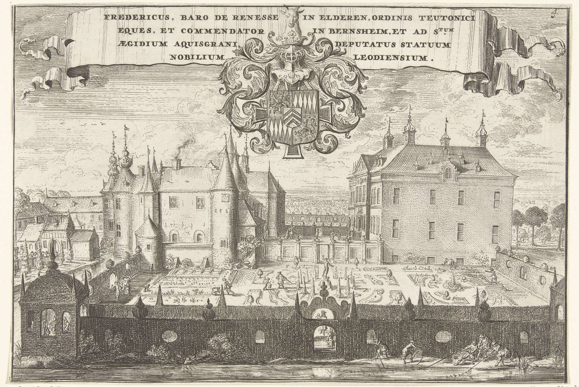 Gezicht op kasteel Bernissem by Romeyn de Hooghe