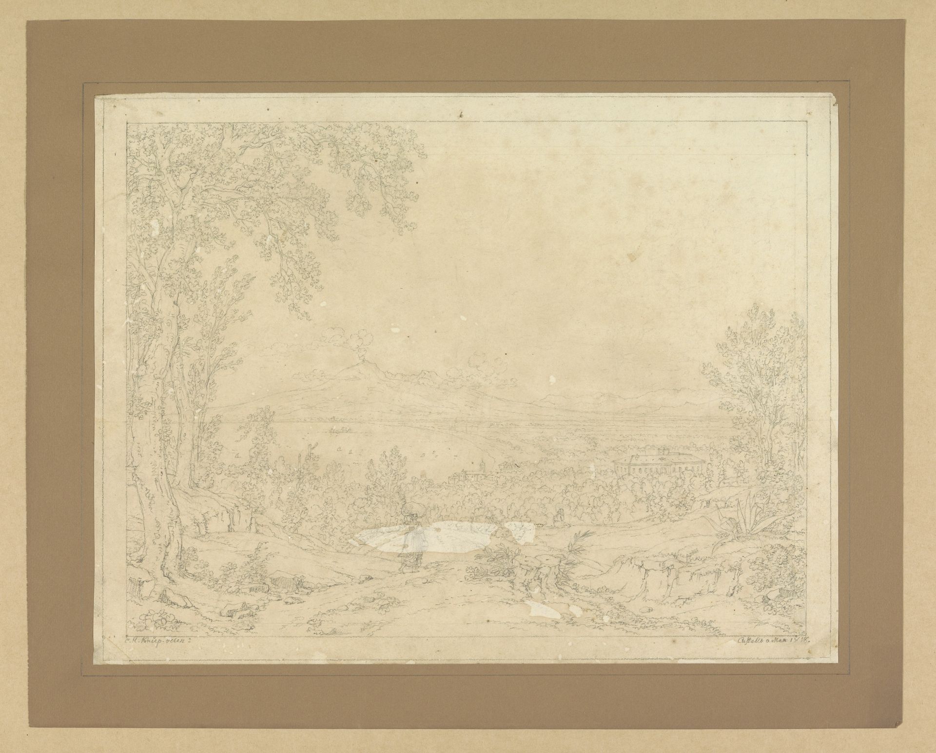 Zeegezicht bij Castello al Mare by Christoph Heinrich Kniep