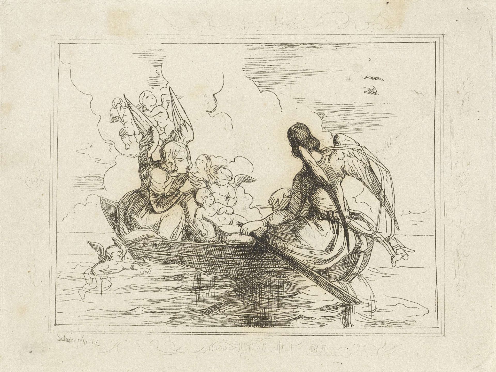 Varende engelen met het Christuskind by Theodoor Schaepkens