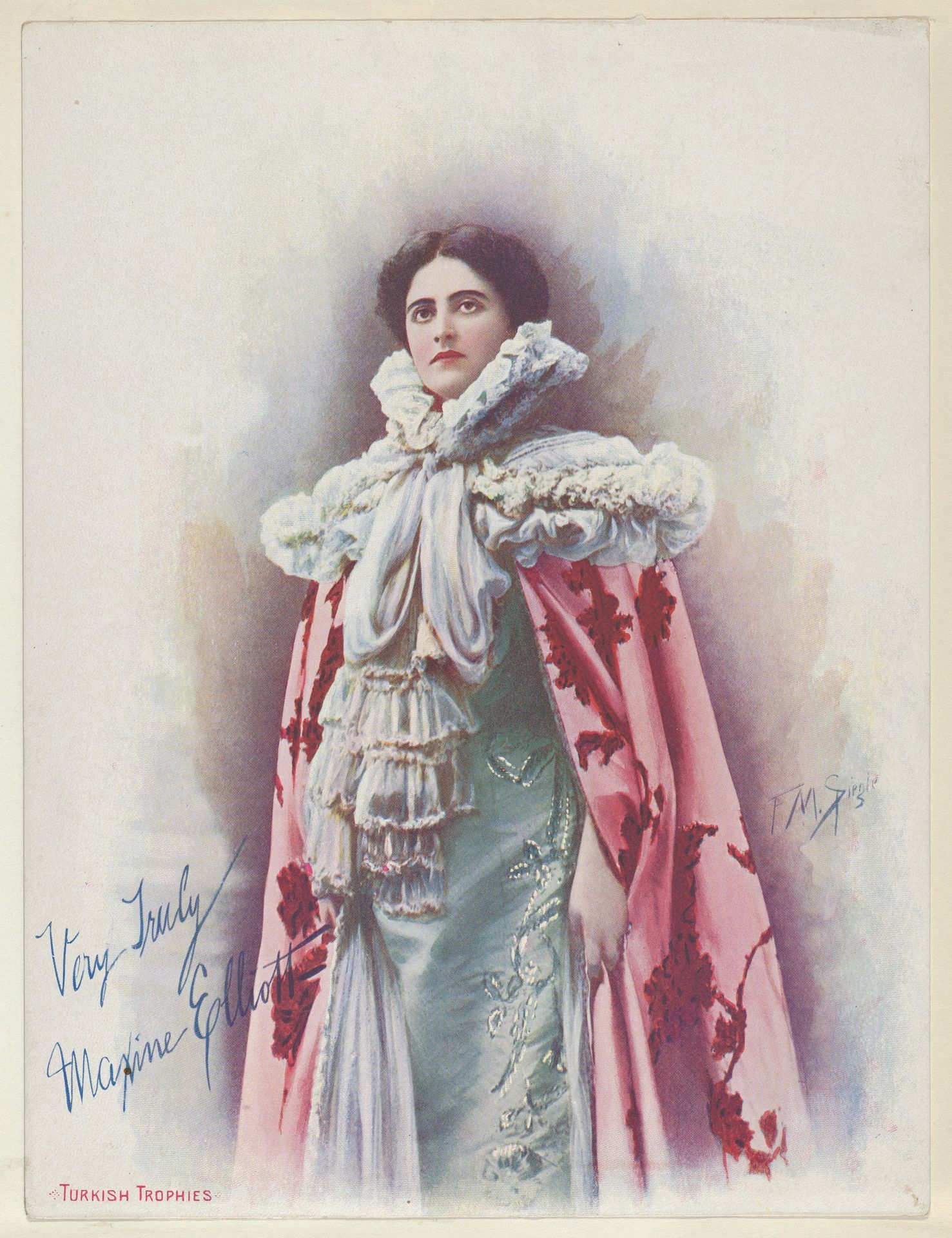 Maxine Elliott, from the Actresses series (T1), distributed by the American Tobacco Co. to promote Turkish Trophies Cigarettes by Frederick Moladore Spiegle