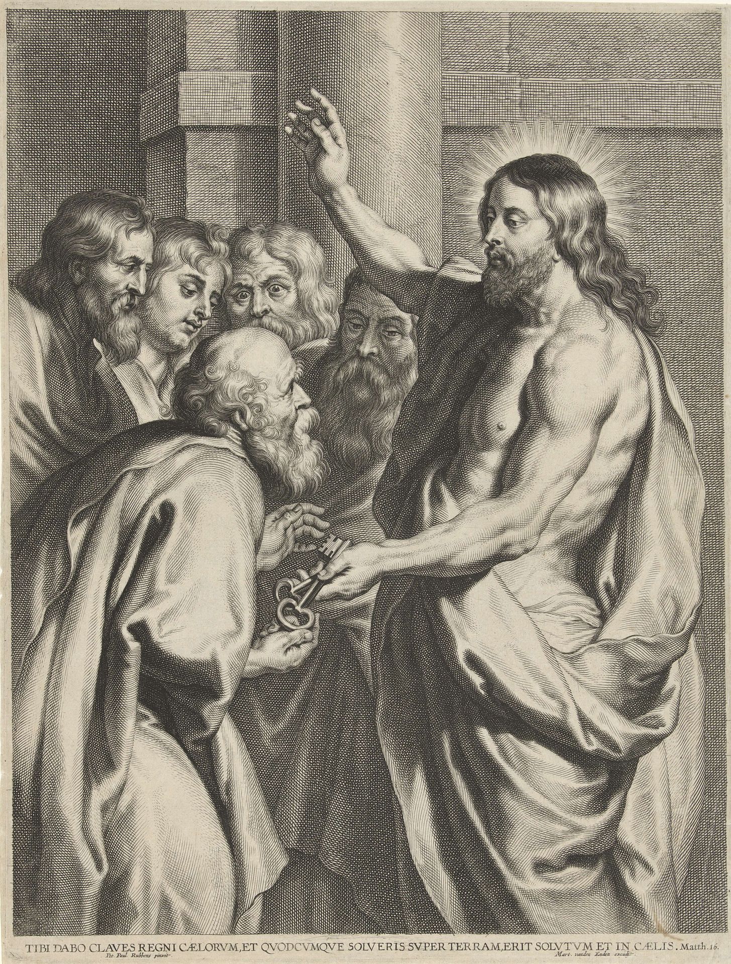 Christus geeft Petrus de sleutels by Pieter de Jode I