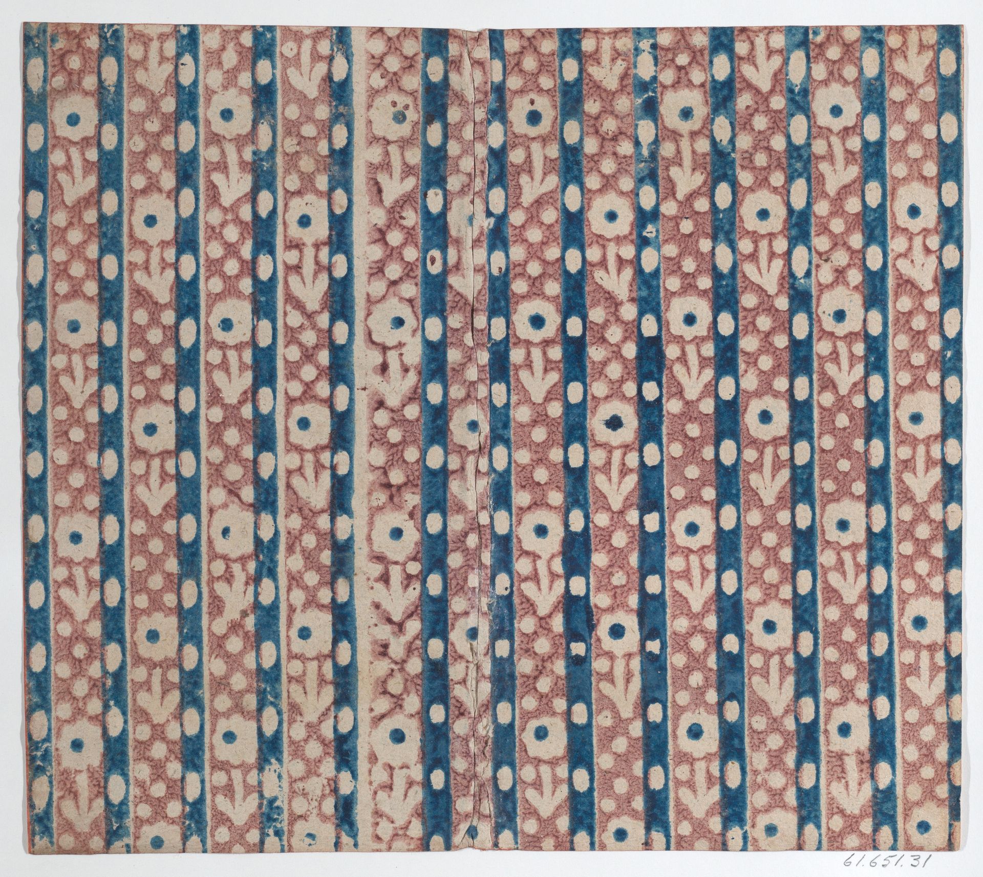 Sheet with stripe and floral pattern by Anonymous