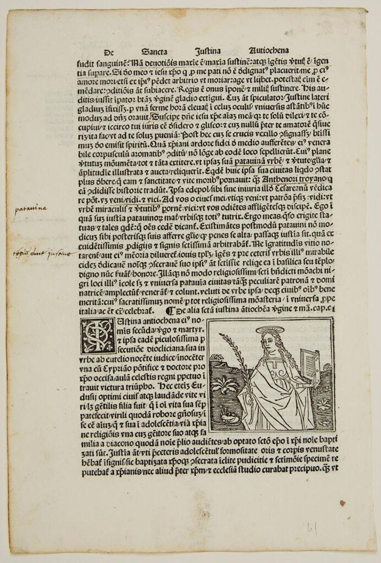 Saint Justina (fol. LXXVII v) by Anonymous
