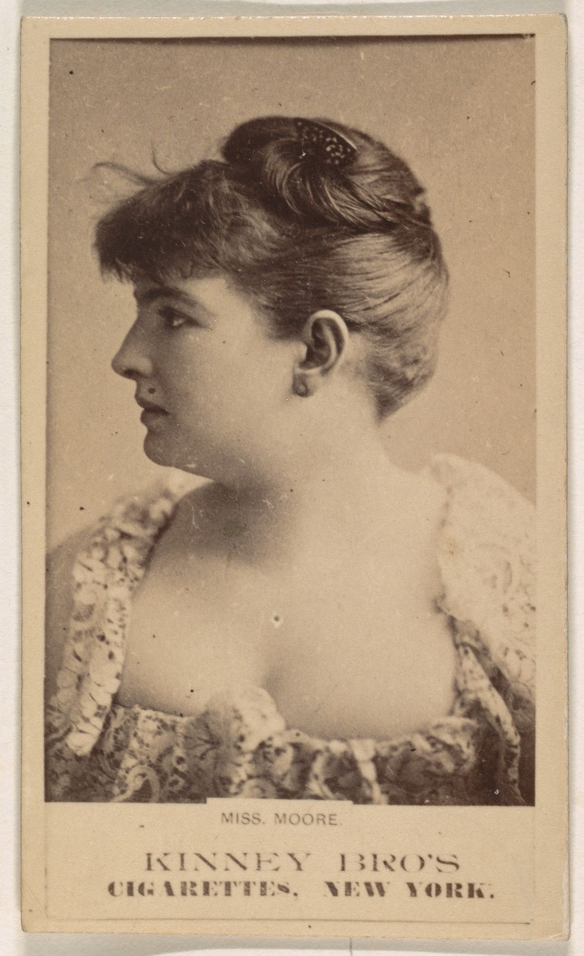 Miss Moore, from the Actresses series (N245) issued by Kinney Brothers to promote Sweet Caporal Cigarettes by Kinney Brothers Tobacco Company