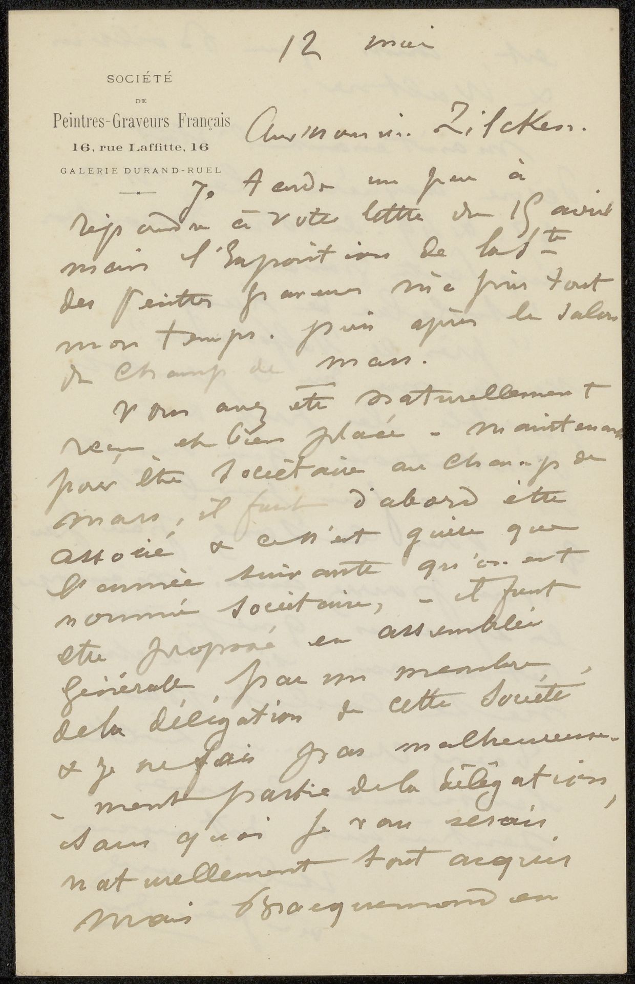 Brief aan Philip Zilcken by Henri-Charles Guérard