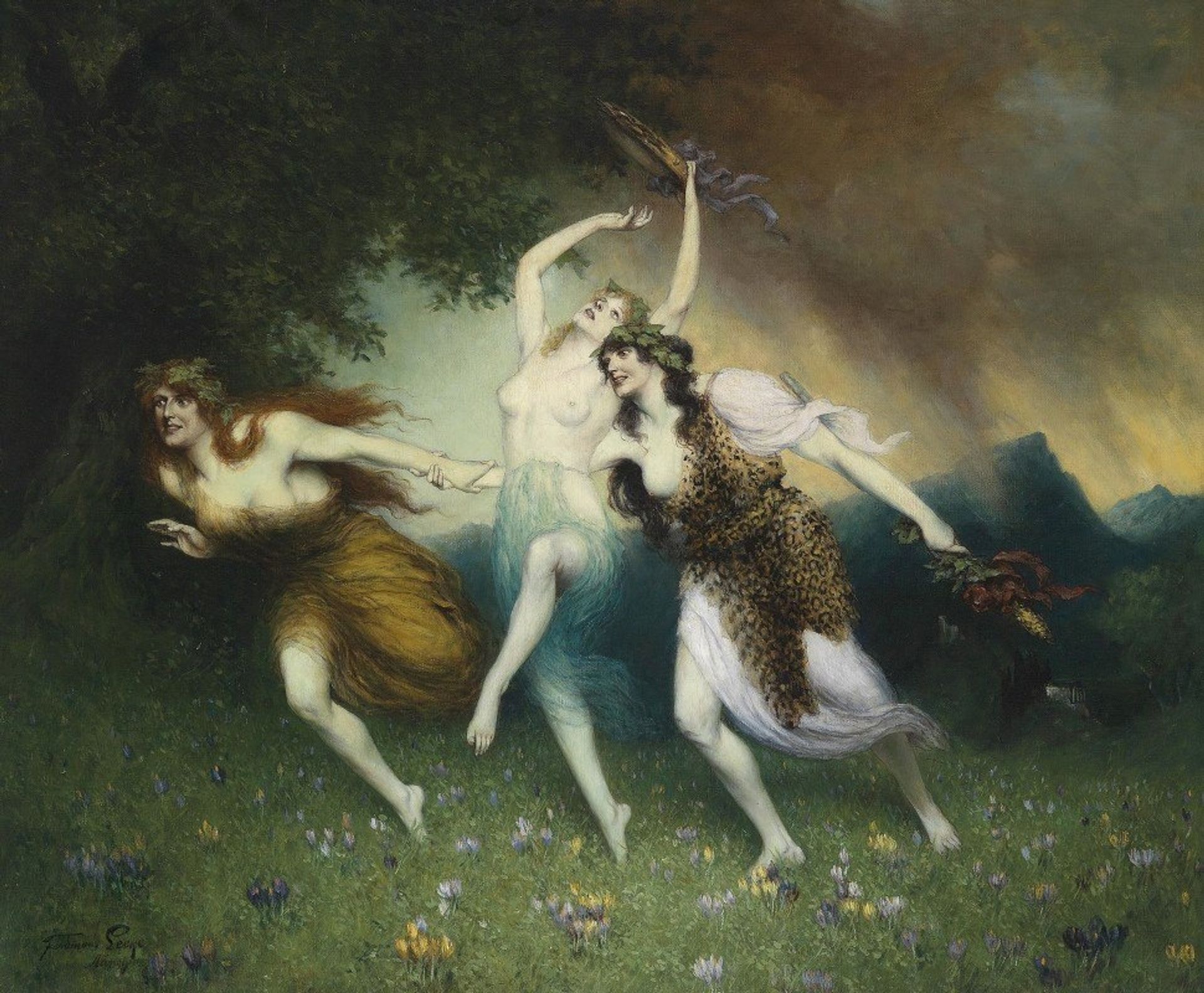 Fliehende Nymphen by Ferdinand Leeke