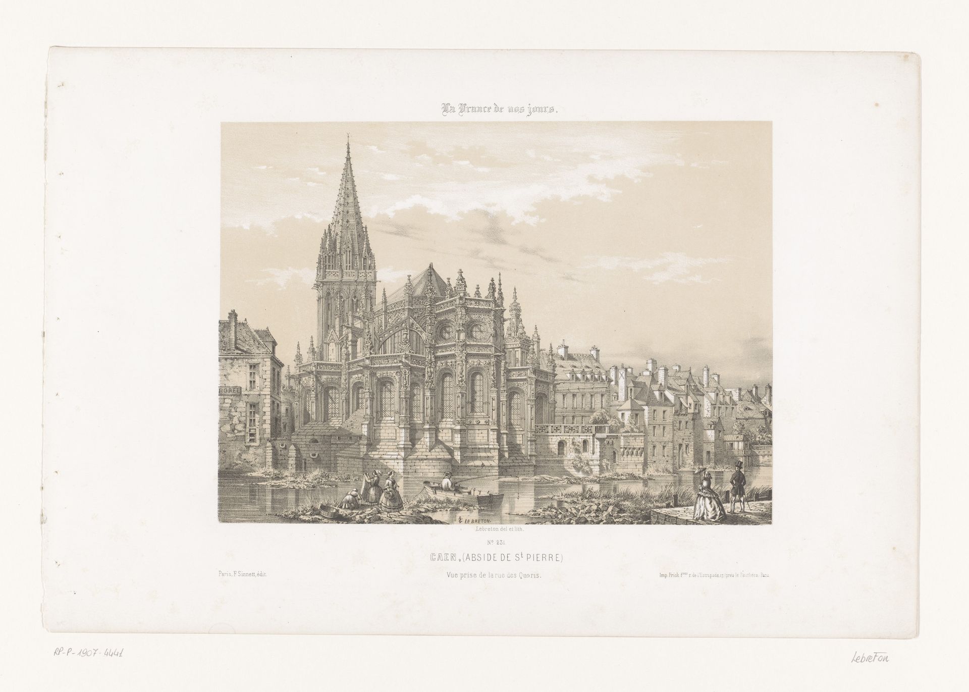 Zicht op de apsis van de Sint-Petruskerk te Caen by Louis Lebreton